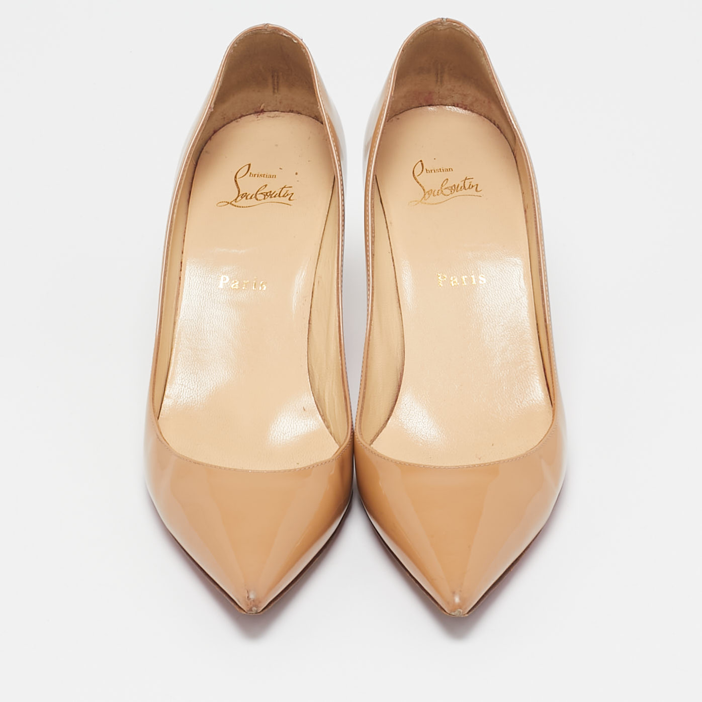 Christian Louboutin Beige Patent Leather Pigalle Pumps Size 41 