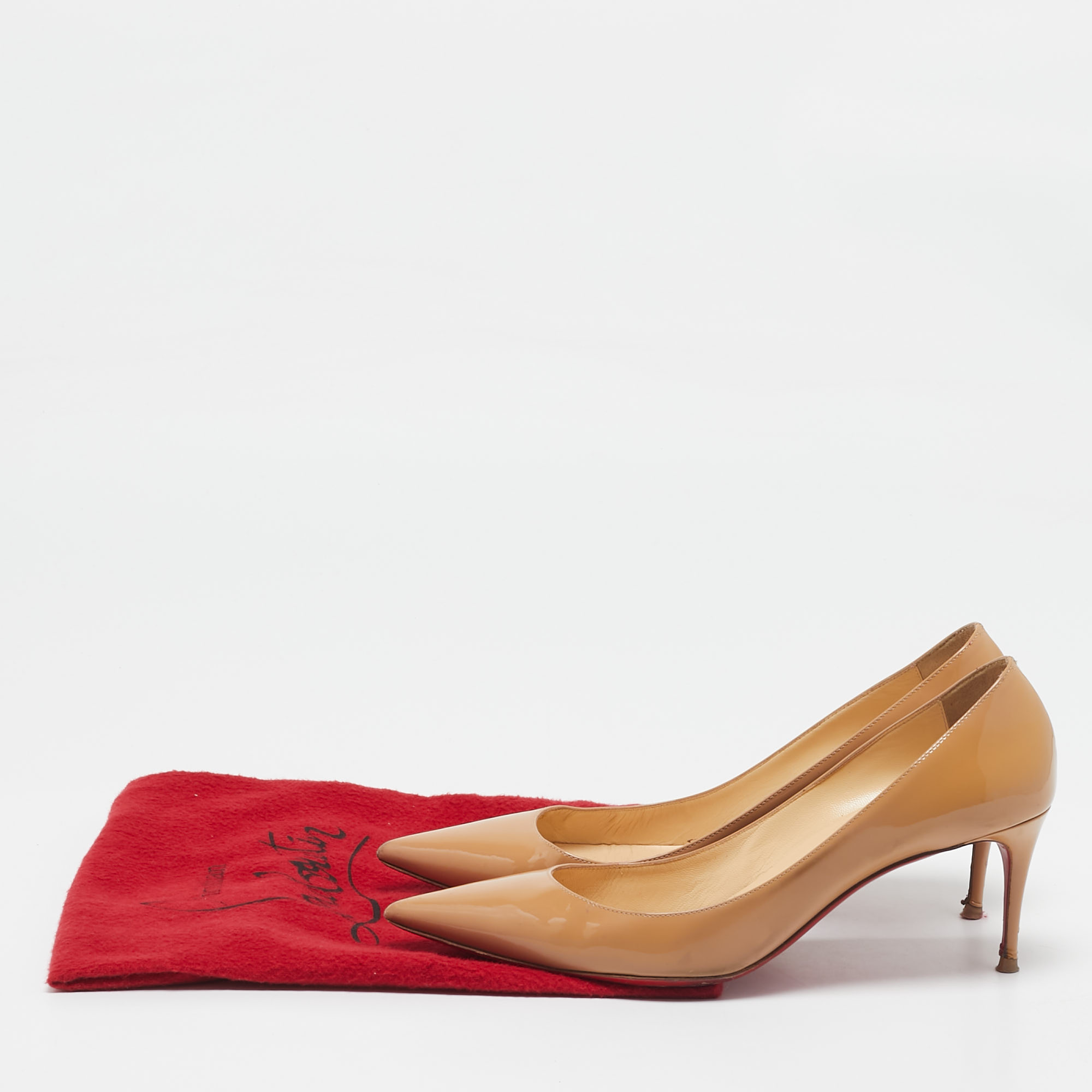Christian Louboutin Beige Patent Leather Pigalle Pumps Size 41 
