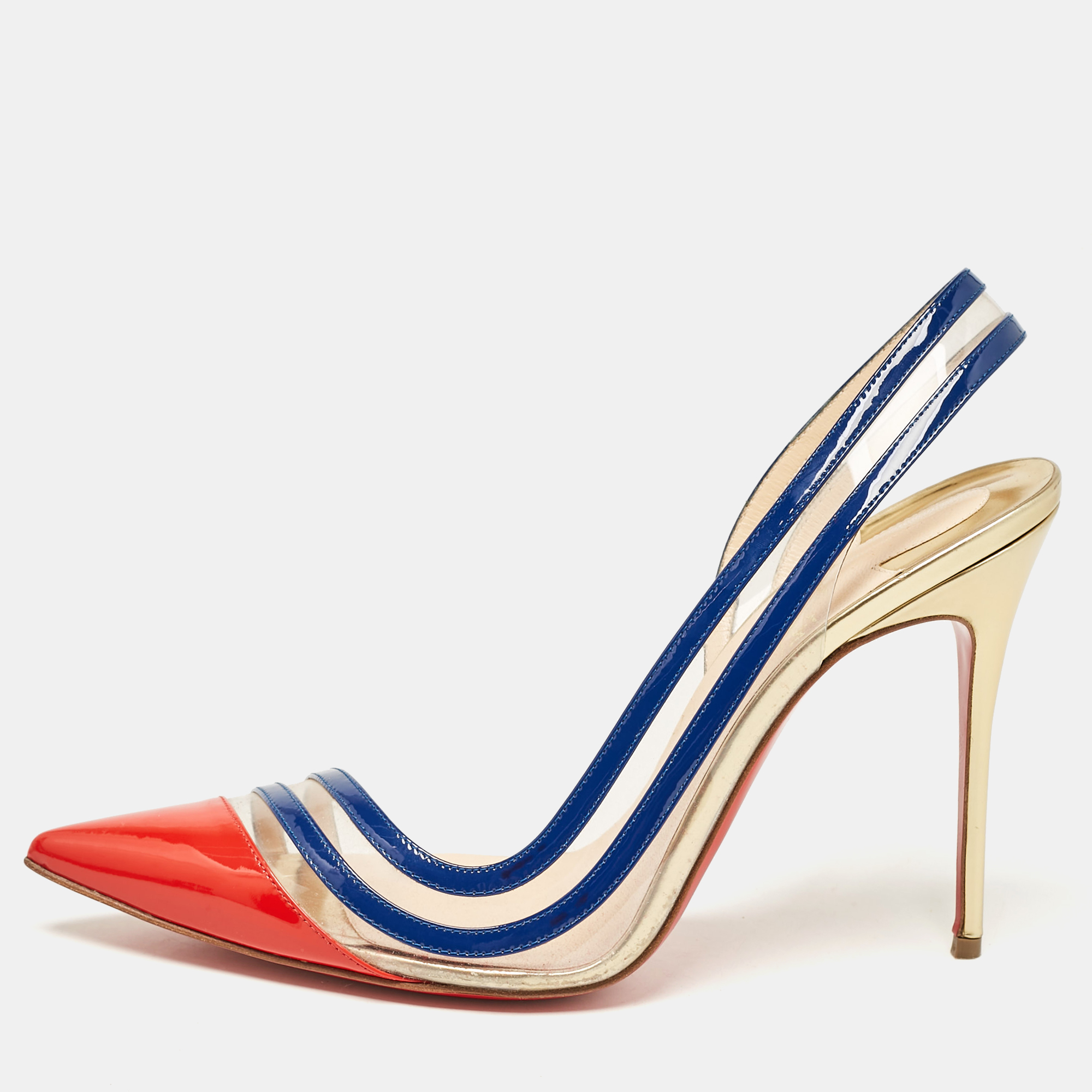 

Christian Louboutin Tricolor Patent And PVC Paralili D'orsay Pumps Size, Multicolor