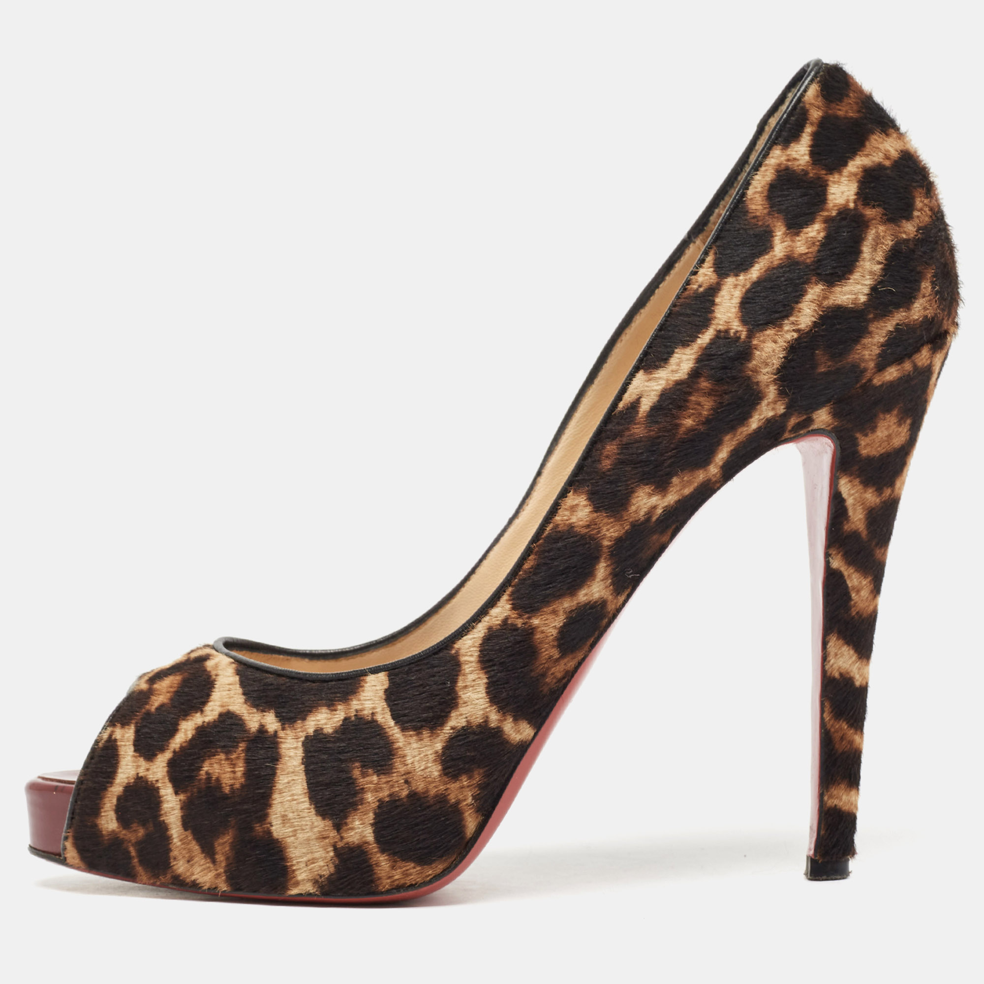 

Christian Louboutin Brown Leopard Print Calfhair Prive Pumps Size