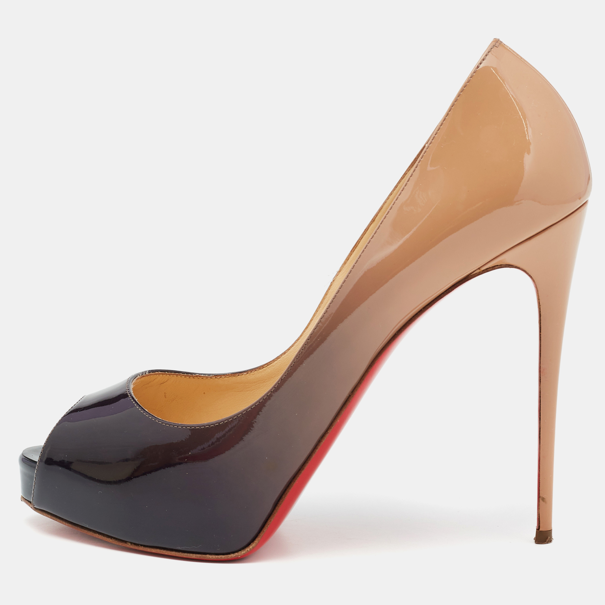 

Christian Louboutin Black/Beige Degrade Patent Leather New Very Prive Pumps Size