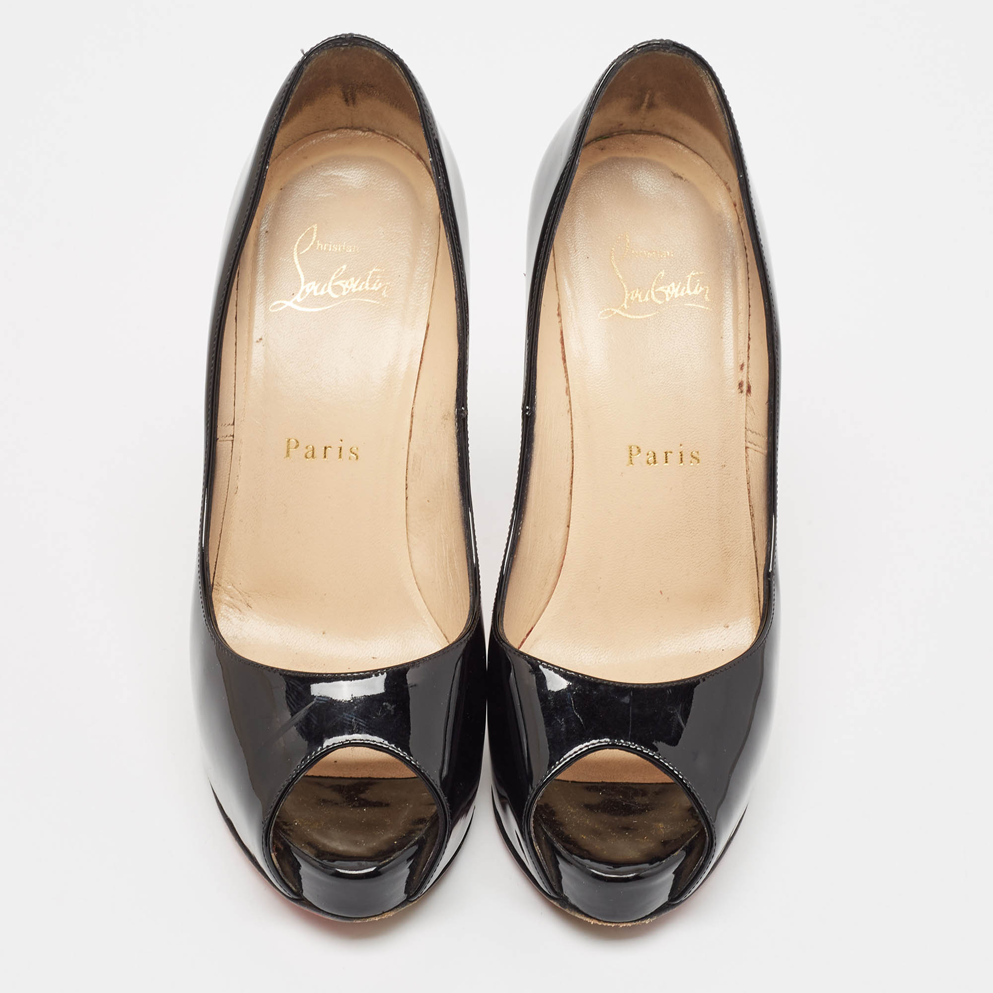 Christian Louboutin Black Patent Leather Very Prive Pumps Size 36.5 