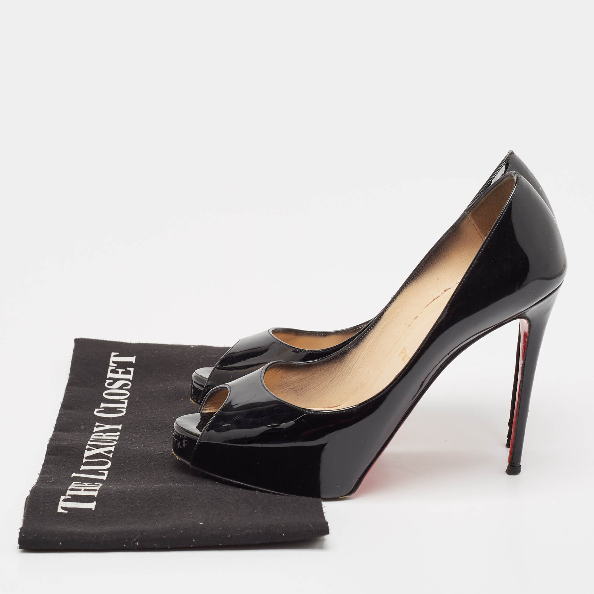 Christian Louboutin Black Patent Leather Very Prive Pumps Size 36.5 