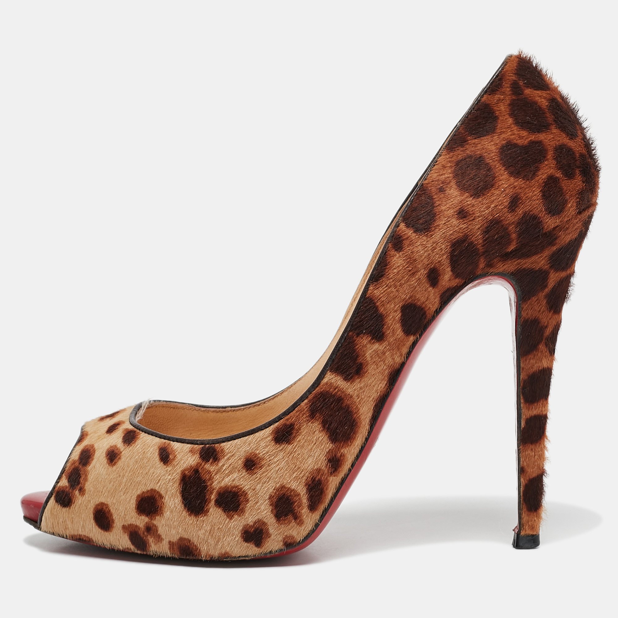 

Christian Louboutin Brown/Beige Leopard Print Calf Hair Flo Pumps Size