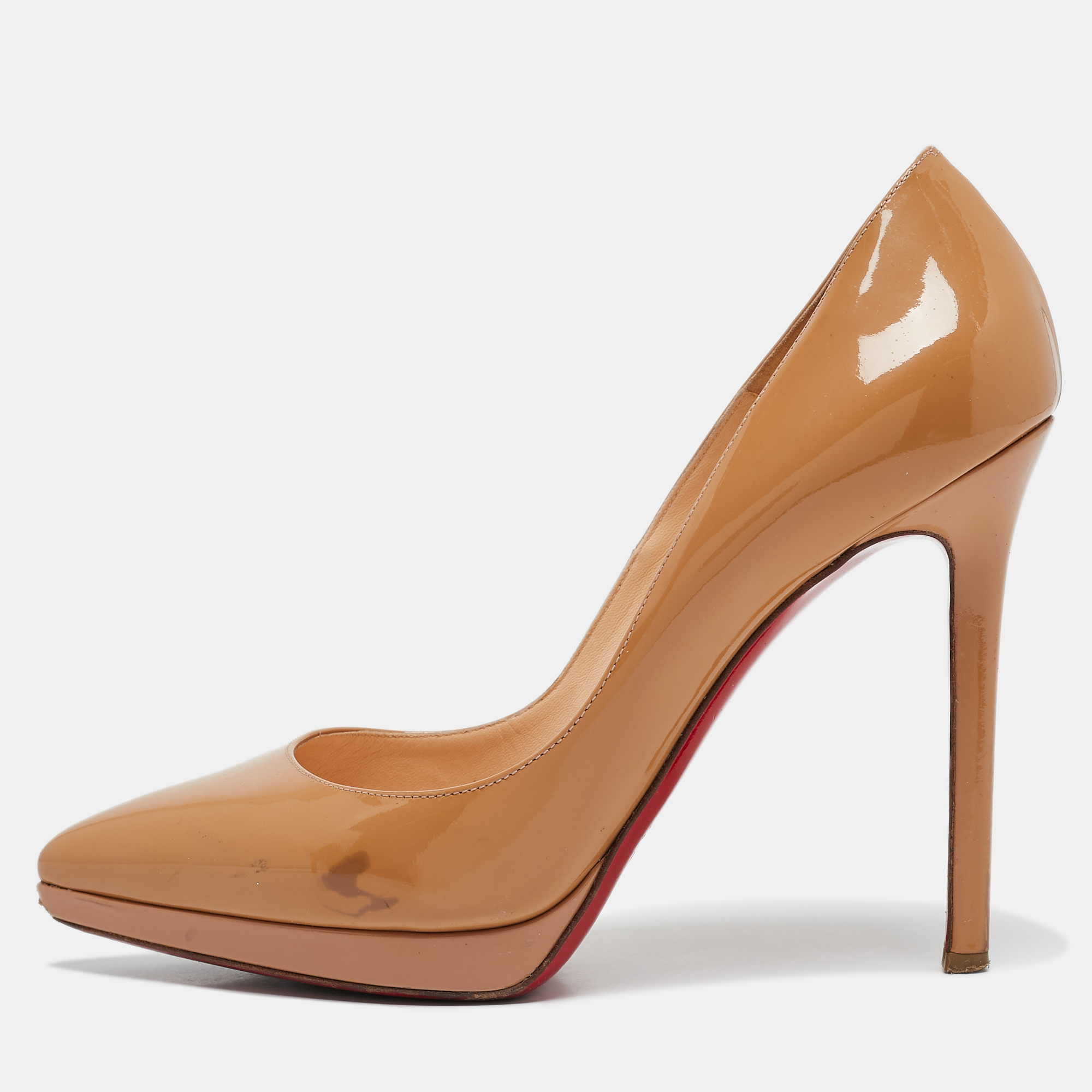 

Christian Louboutin Beige Patent Leather Pigalle Plato Pumps Size