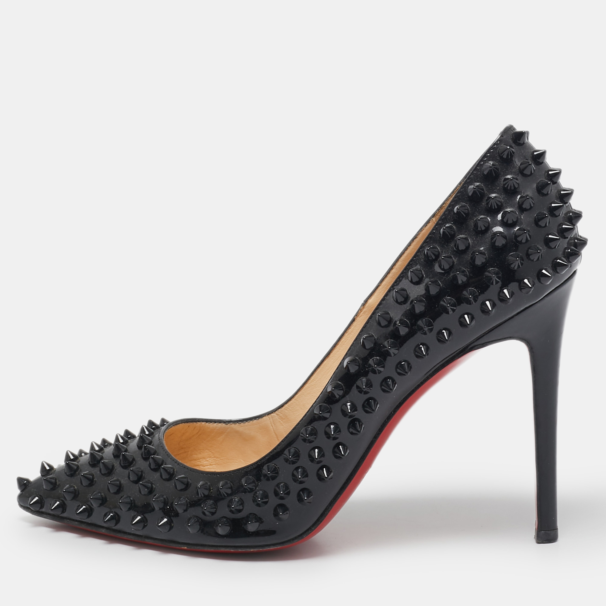 

Christian Louboutin Black Patent Leather Pigalle Spikes Pumps Size