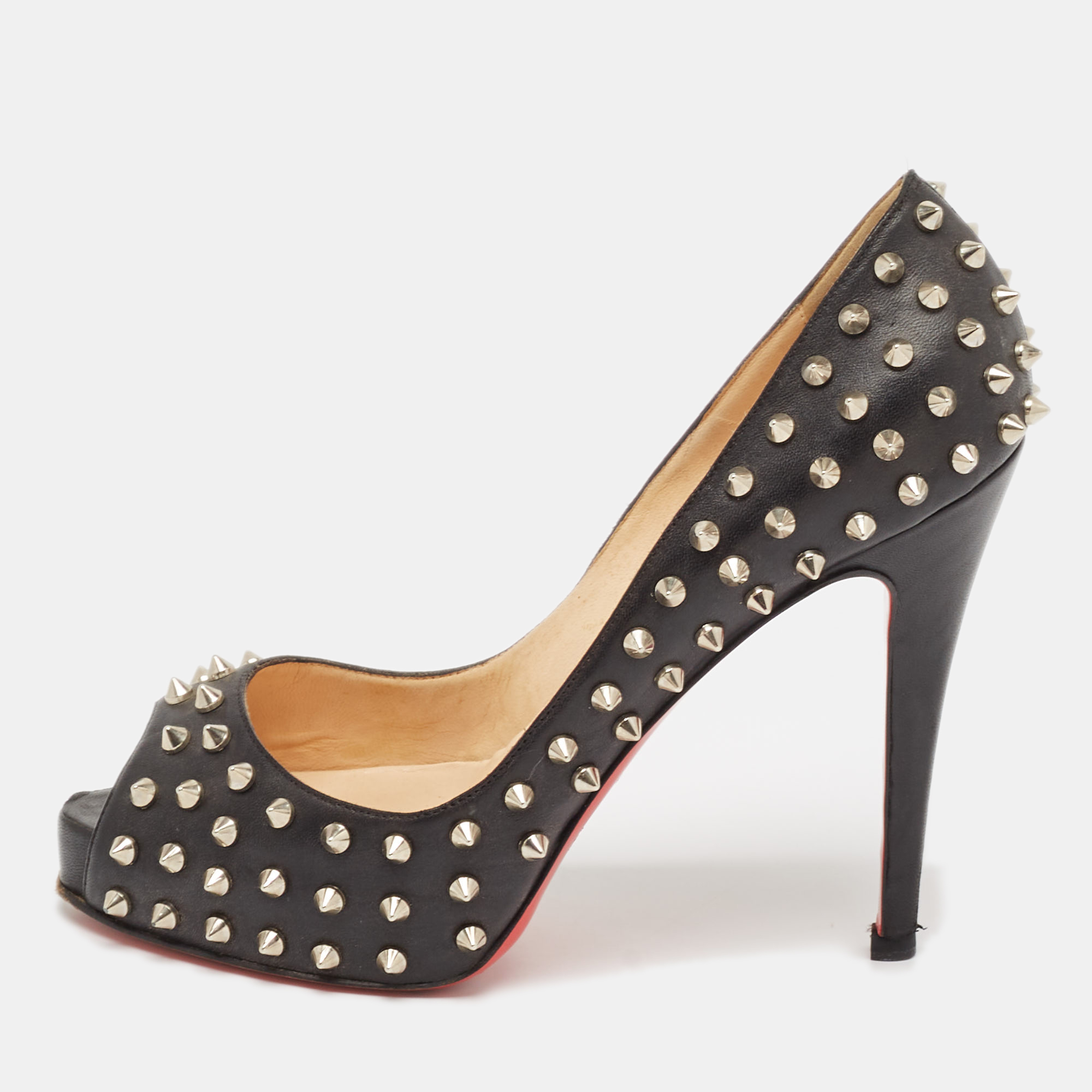 

Christian Louboutin Black Leather Very Prive Spikes Pumps Size