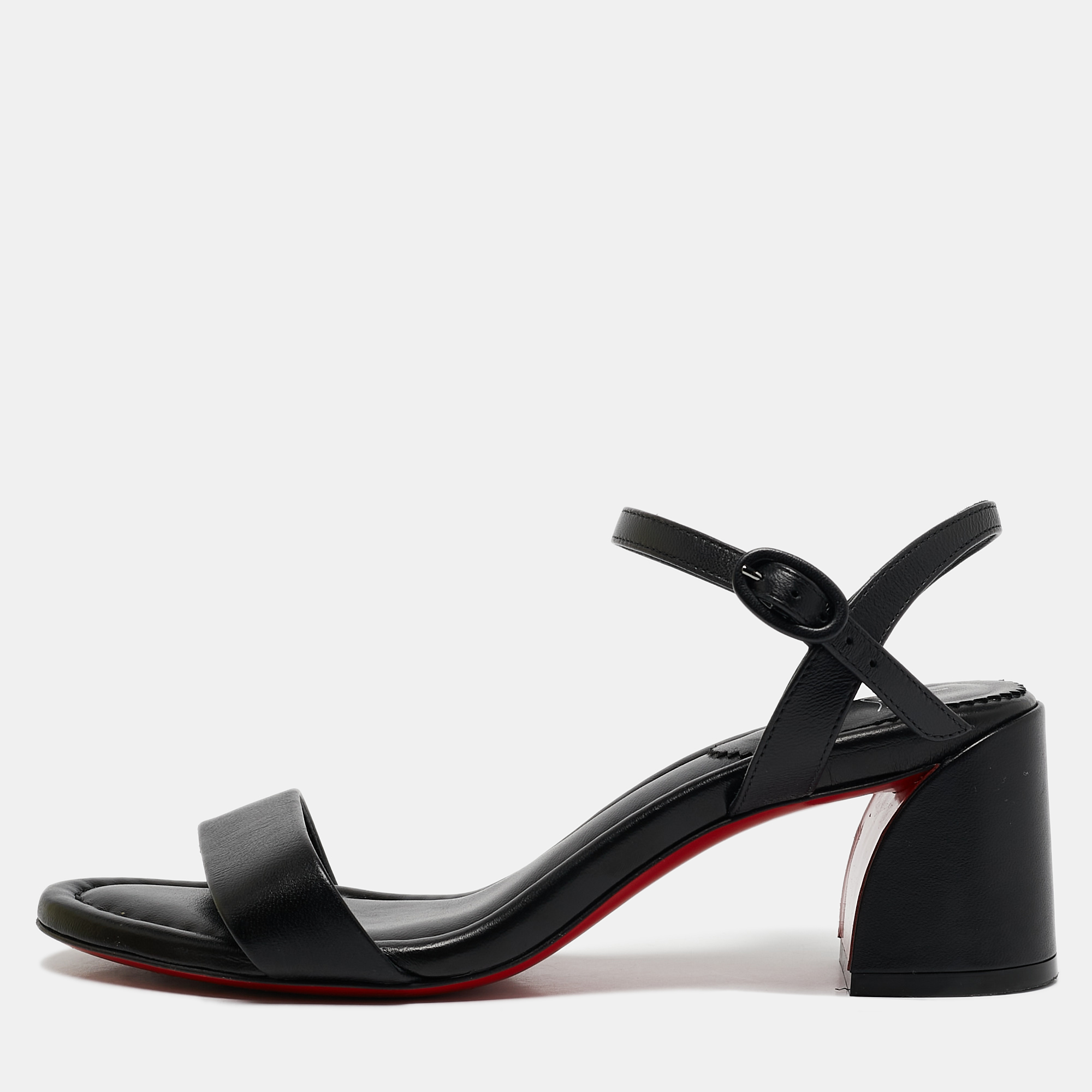 

Christian Louboutin Black Leather Miss Jane Sandals Size