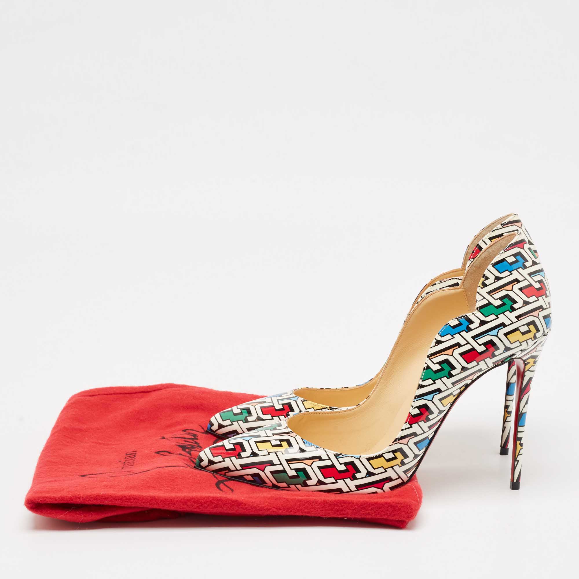 Christian Louboutin Multicolor Printed Patent Leather Hot Chick Pumps Size 40 
