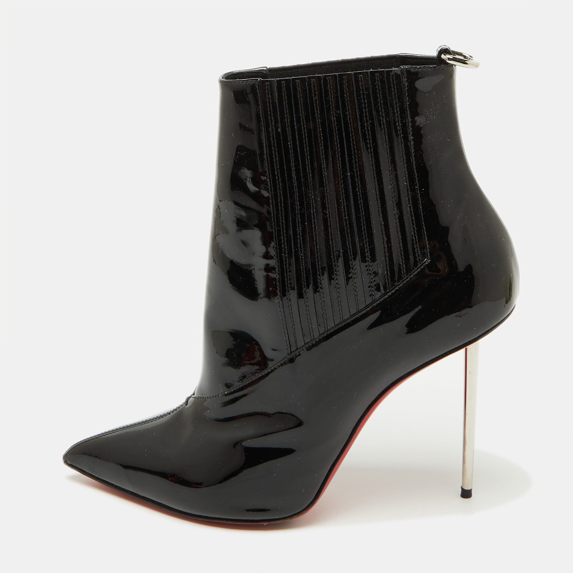 

Christian Louboutin Black Patent Leather Epic Galva Heel Booties Size