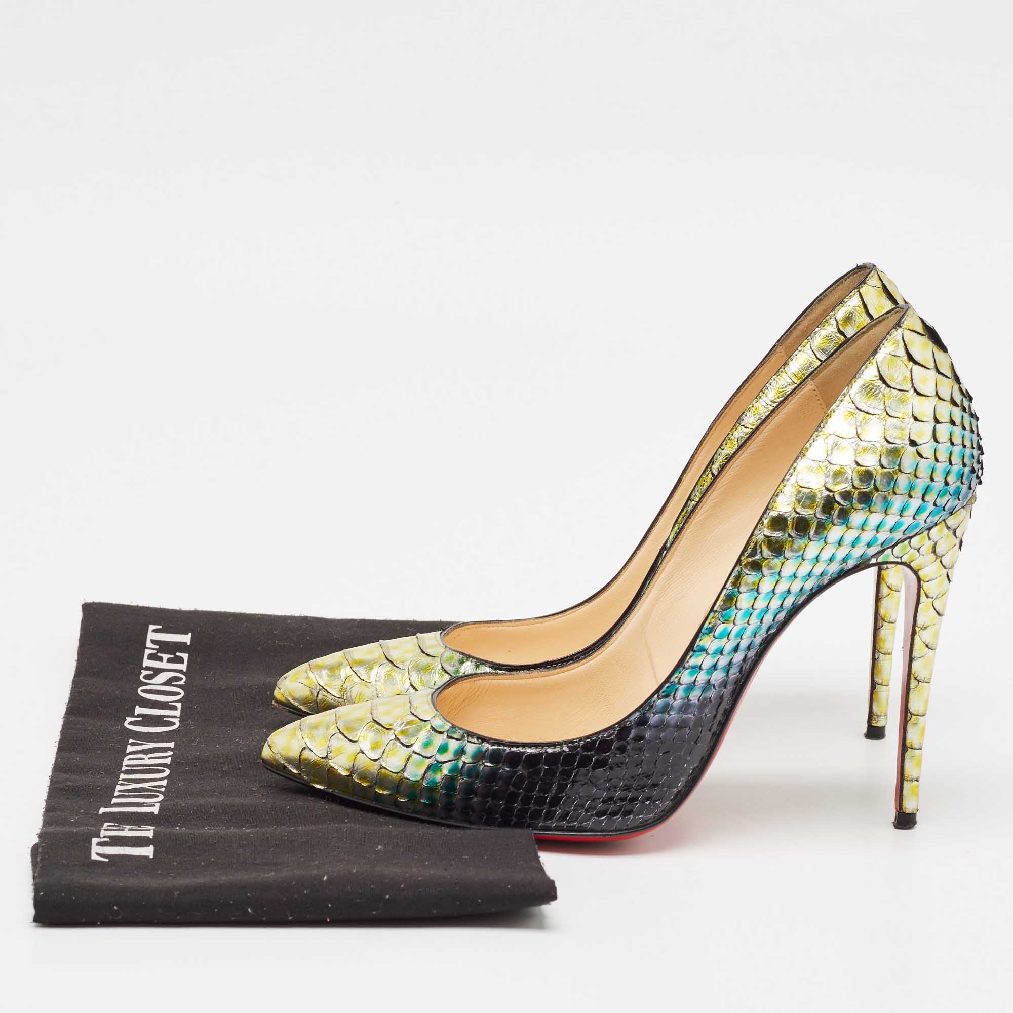 Christian Louboutin Two Tone Python So Kate Pointed Toe Pumps Size 38 