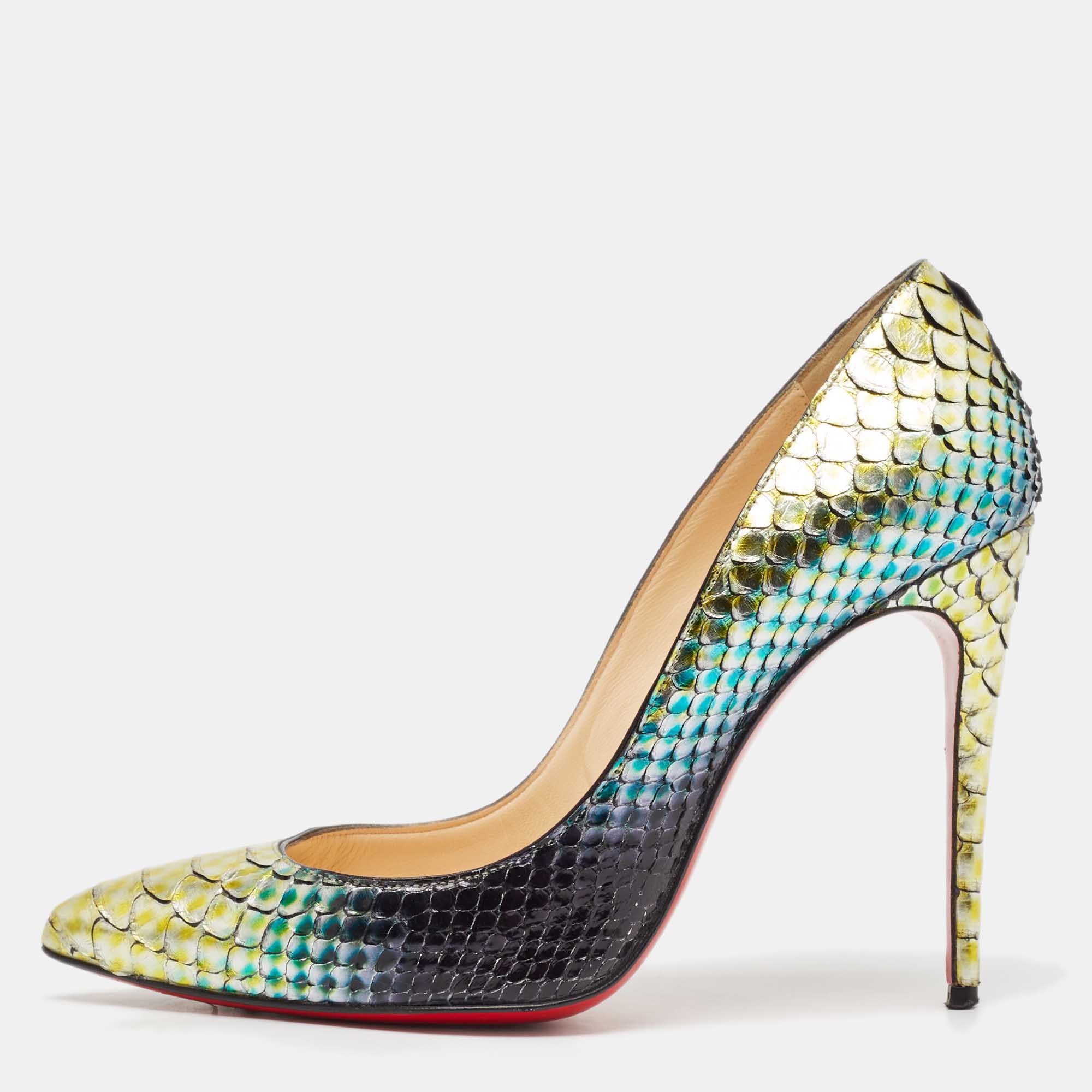 

Christian Louboutin Two Tone Python So Kate Pointed Toe Pumps Size, Multicolor