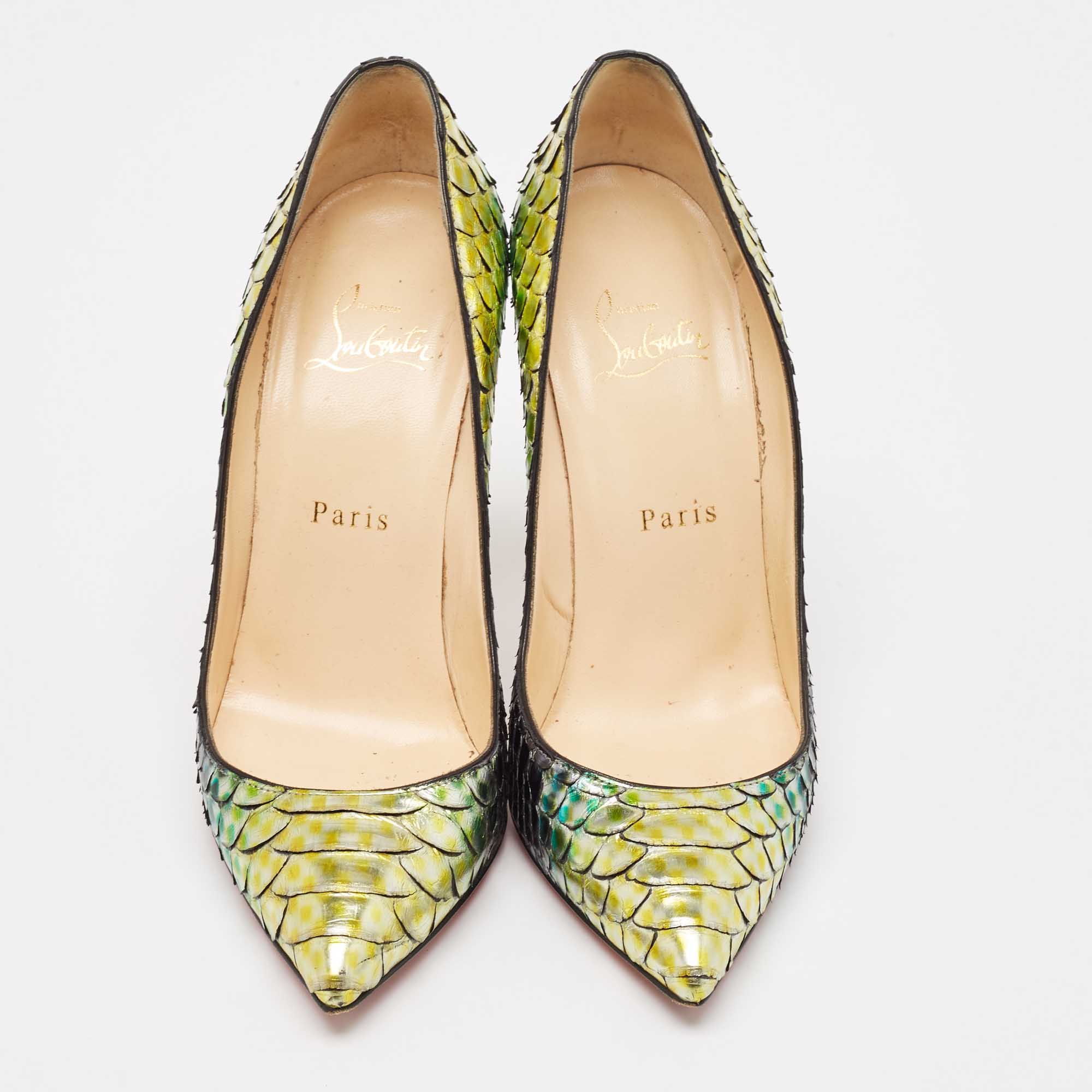 Christian Louboutin Two Tone Python So Kate Pointed Toe Pumps Size 38 