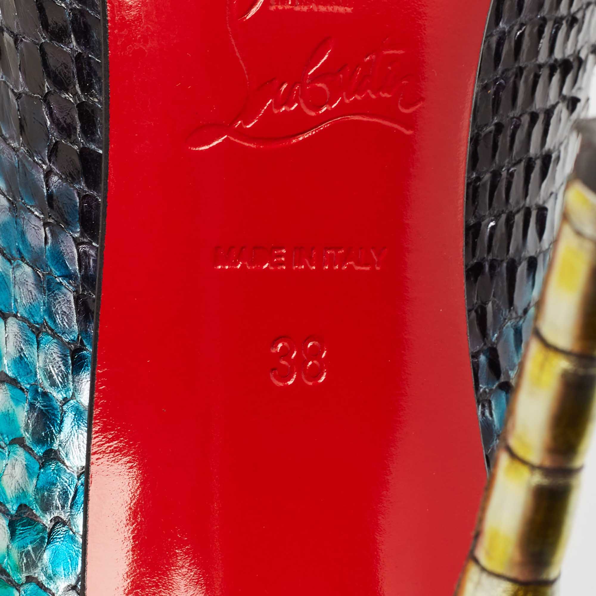 Christian Louboutin Two Tone Python So Kate Pointed Toe Pumps Size 38 