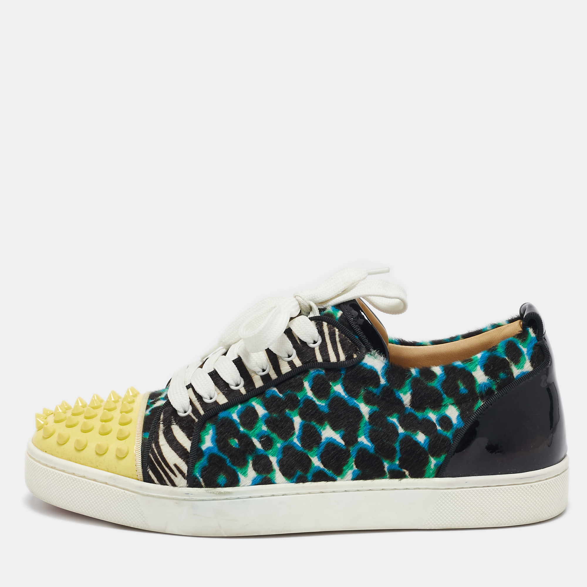 

Christian Louboutin Multicolor Glitter and Patent Leather Louis Junior Low Top Sneakers Size