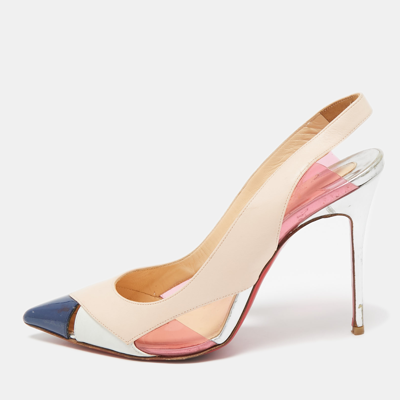 

Christian Louboutin Tricolor Leather Air Chance Slingback Pumps Size, Multicolor