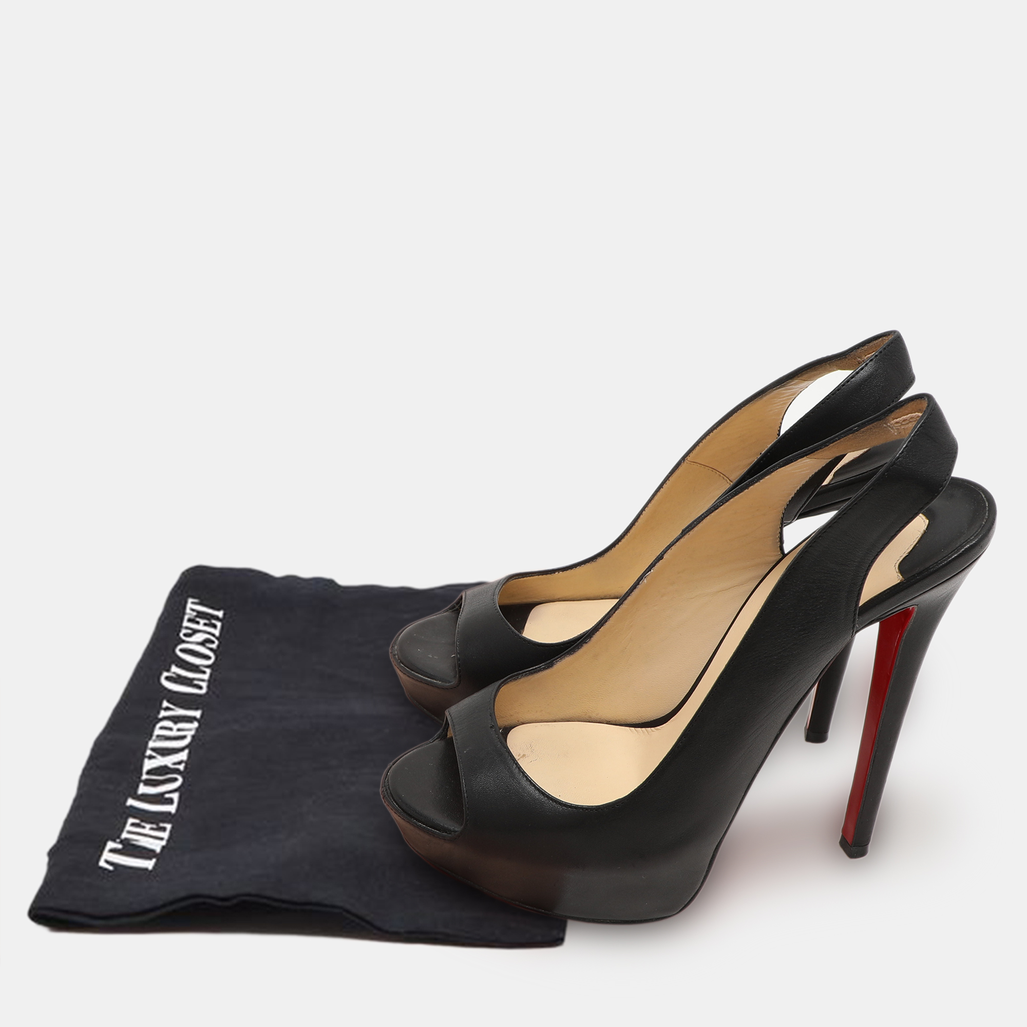 Christian Louboutin Black Leather No Prive Peep Toe Pumps Size 36.5 