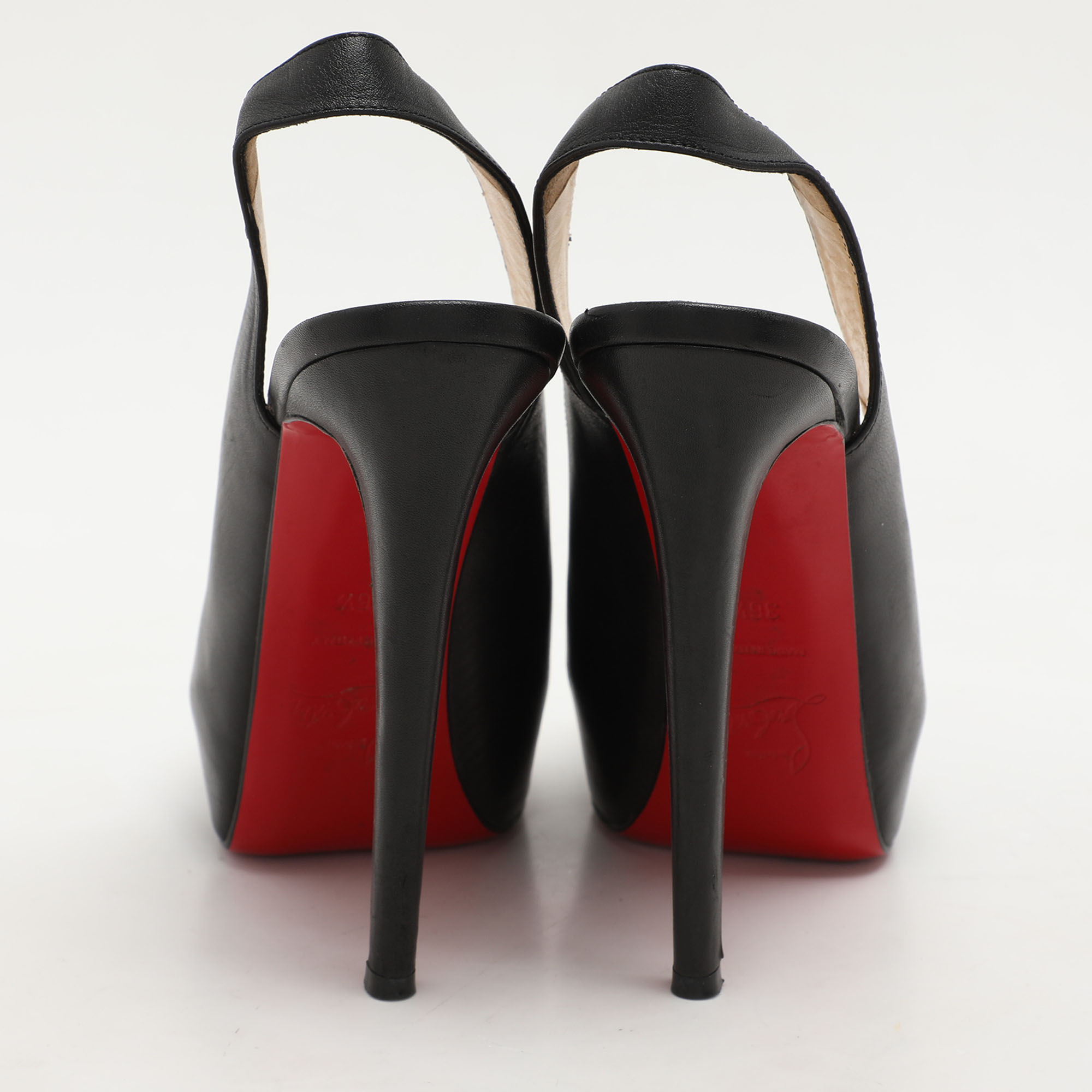 Christian Louboutin Black Leather No Prive Peep Toe Pumps Size 36.5 