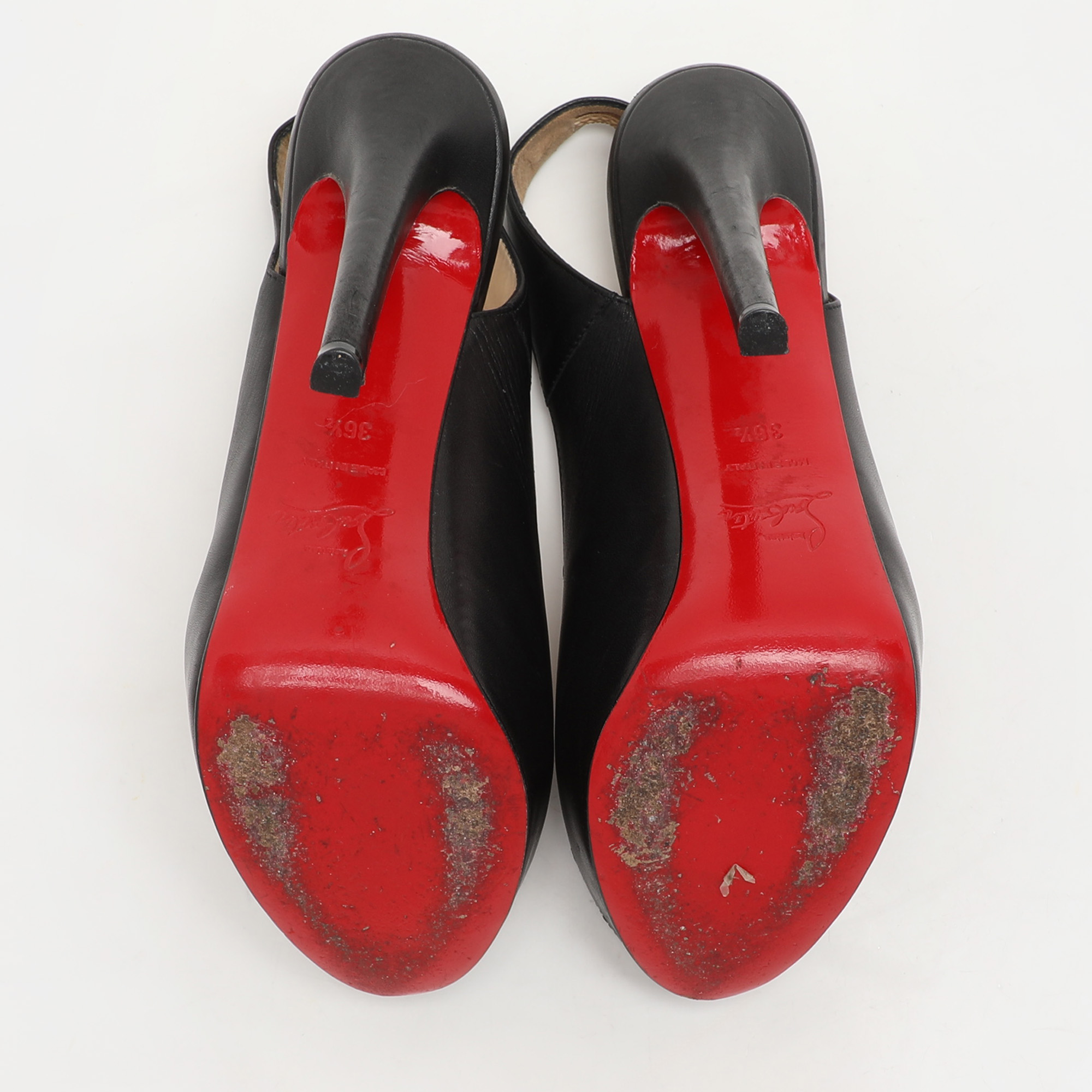Christian Louboutin Black Leather No Prive Peep Toe Pumps Size 36.5 