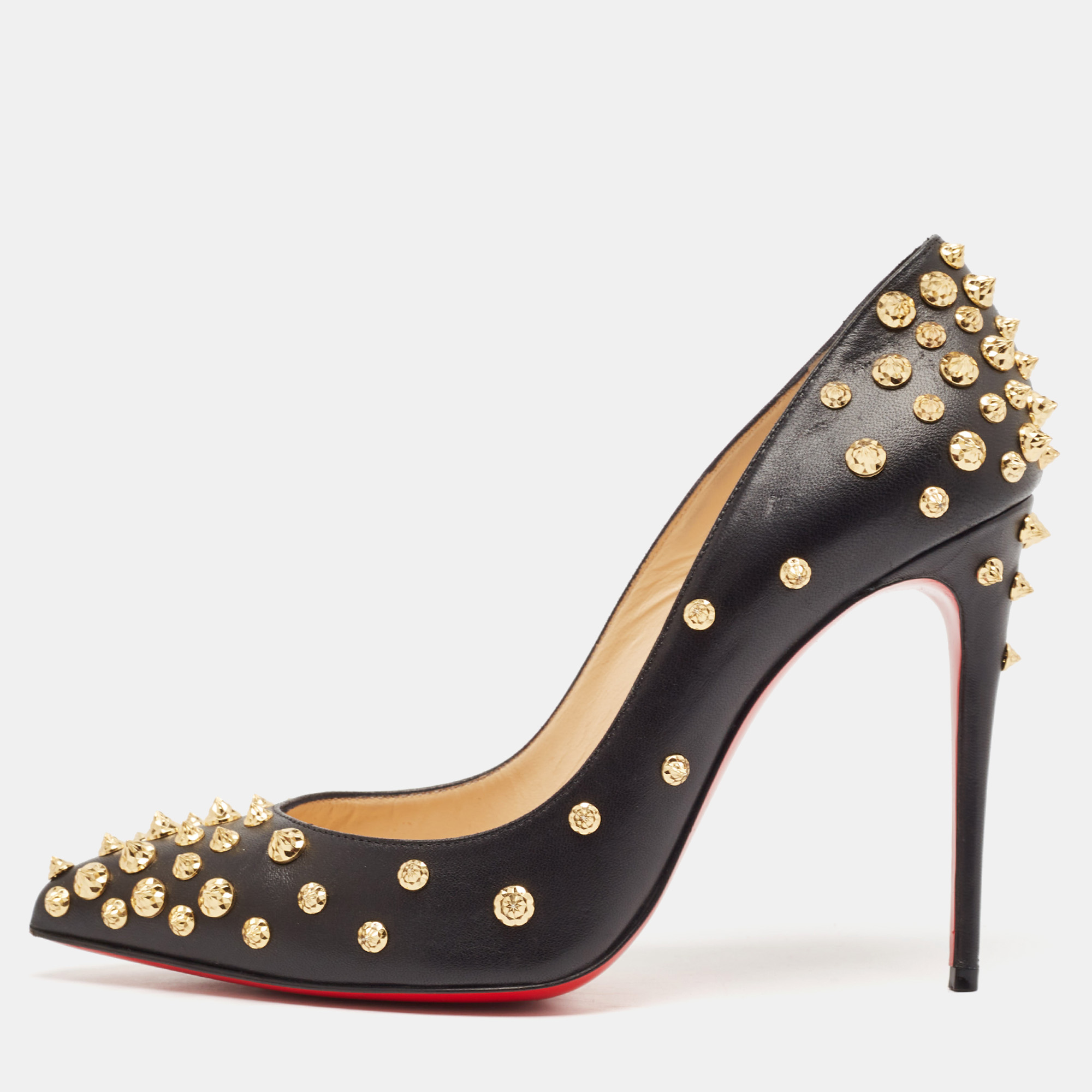 

Christian Louboutin Black Leather Aimantaclou Pumps Size