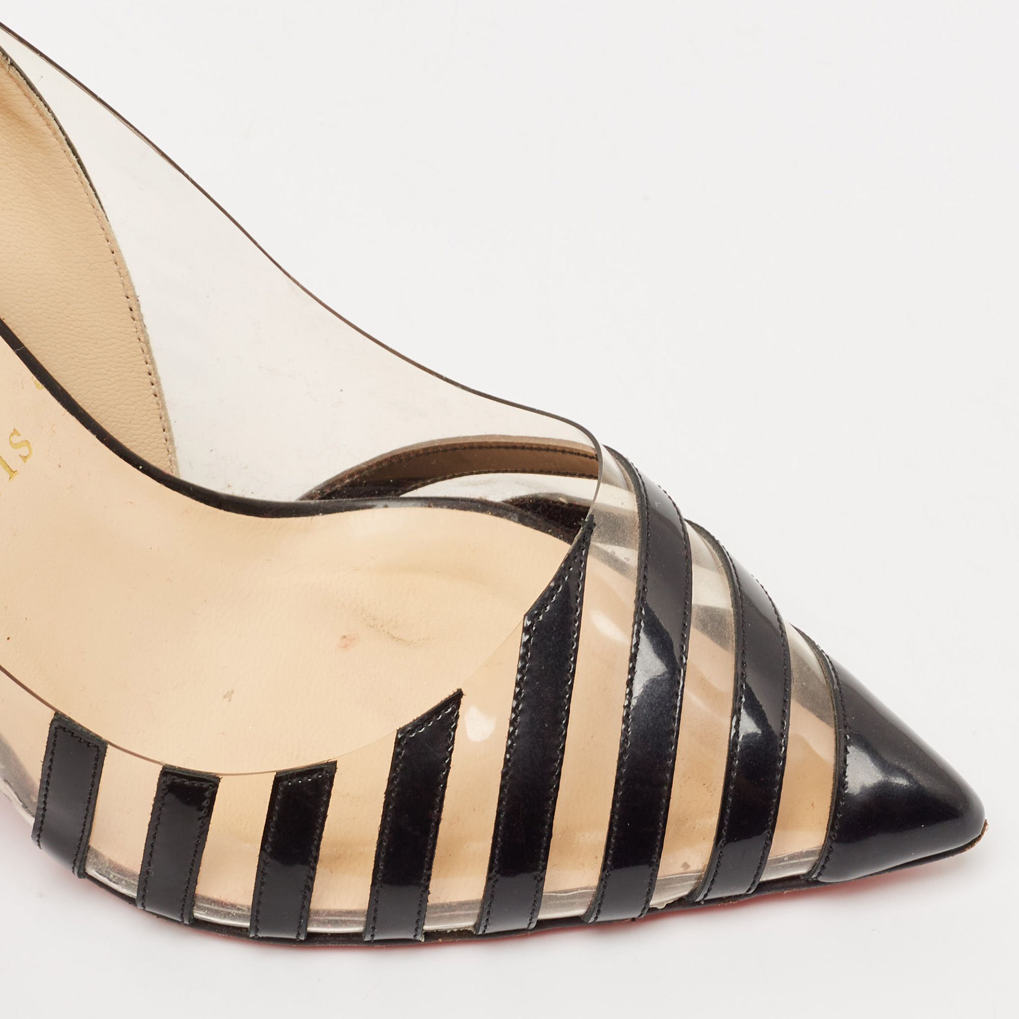 Christian Louboutin Black Patent Leather and PVC Pivichic Pumps Size 35.5 