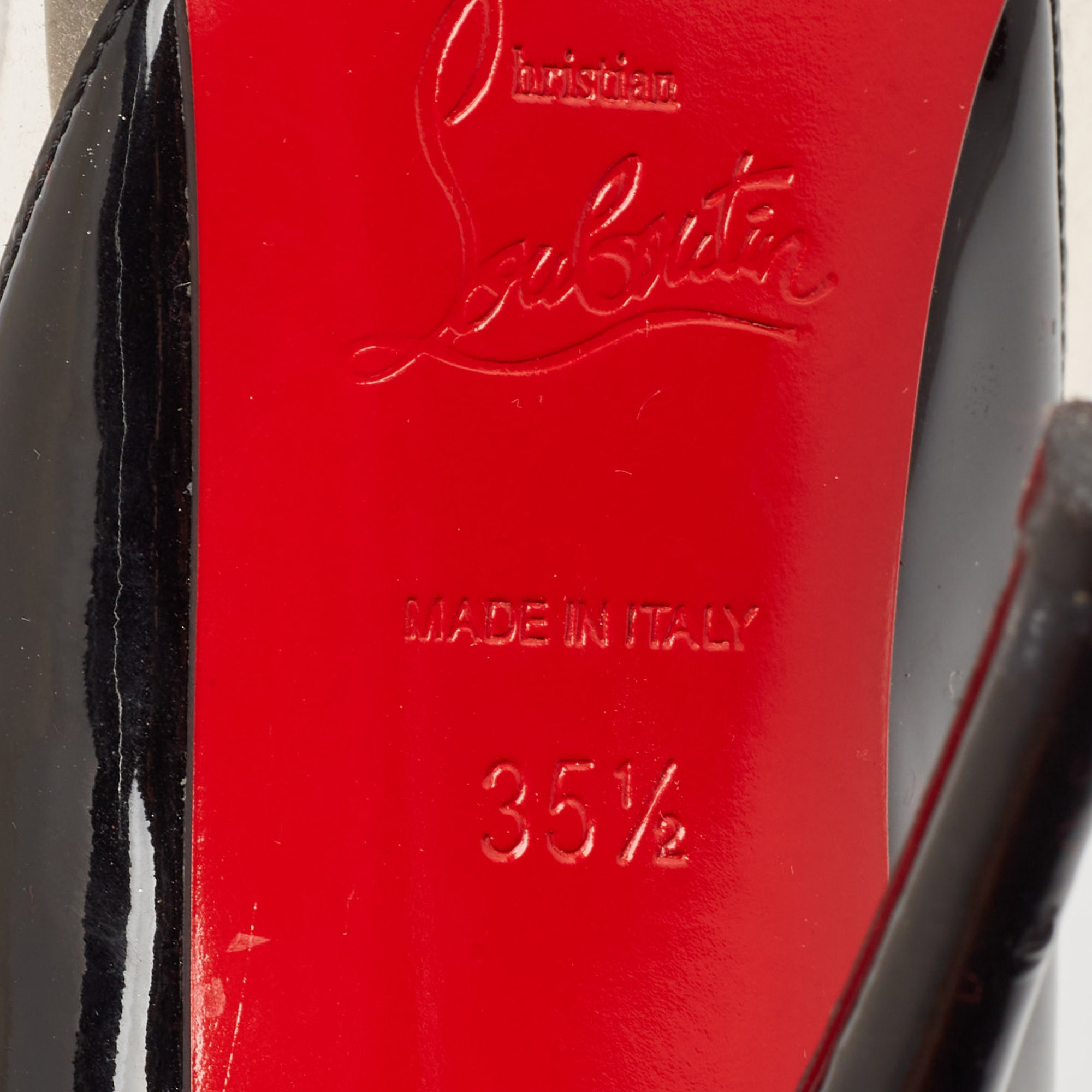 Christian Louboutin Black Patent Leather and PVC Pivichic Pumps Size 35.5 