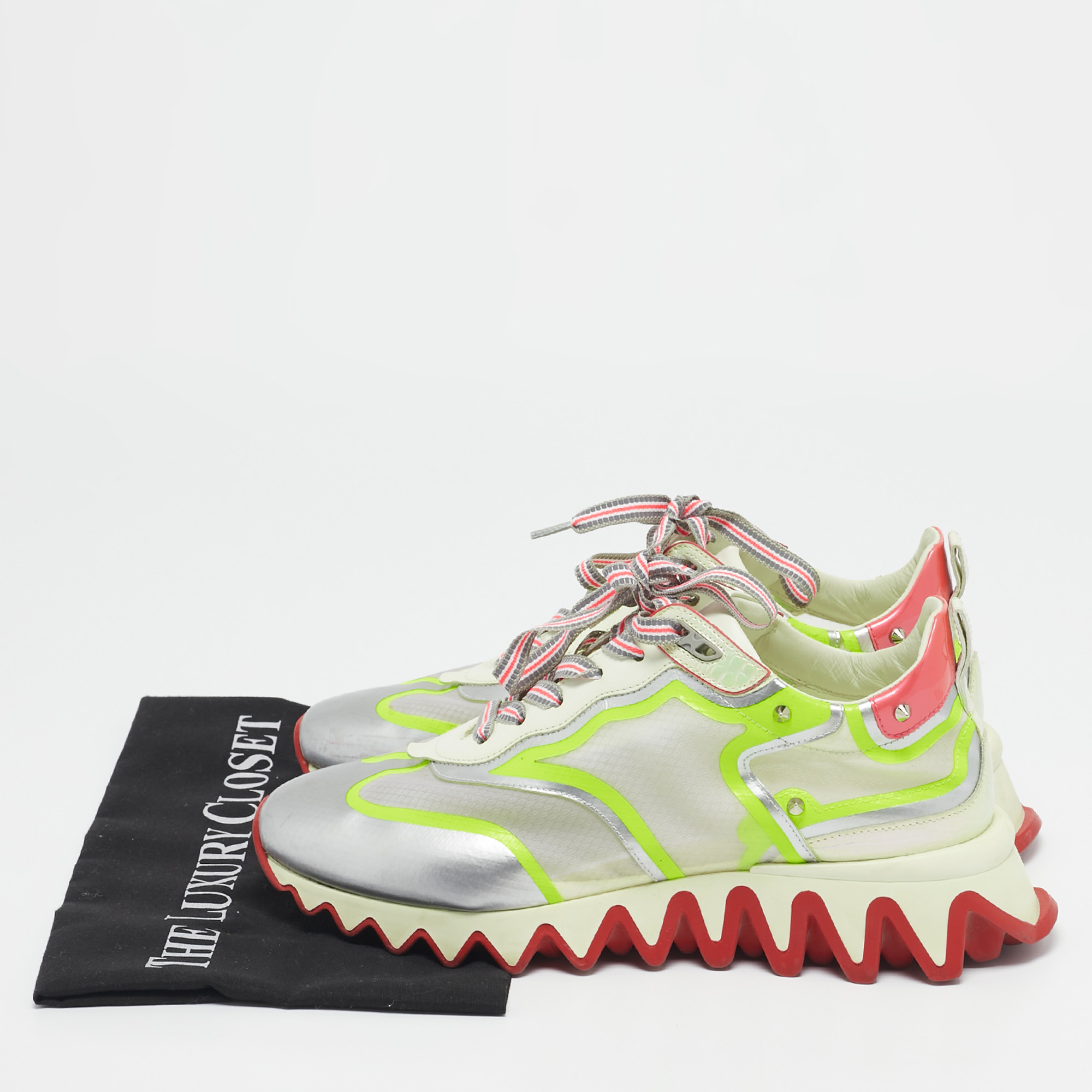 Christian Louboutin Multicolor Leather and Mesh Loubishark Low Top Sneakers Size 40 