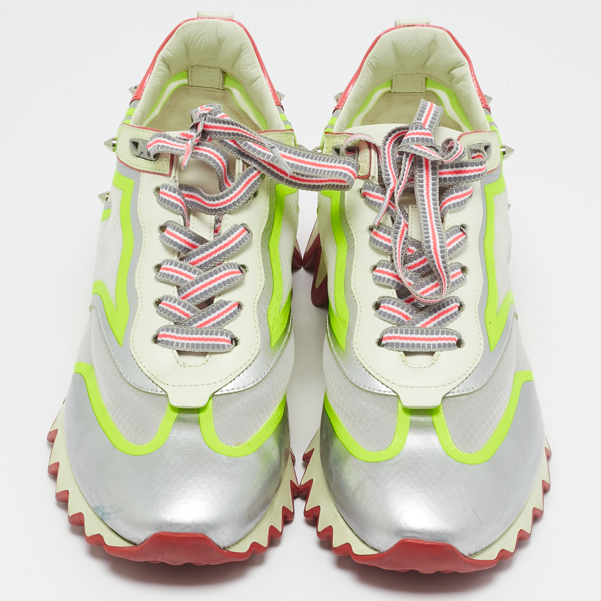 Christian Louboutin Multicolor Leather and Mesh Loubishark Low Top Sneakers Size 40 