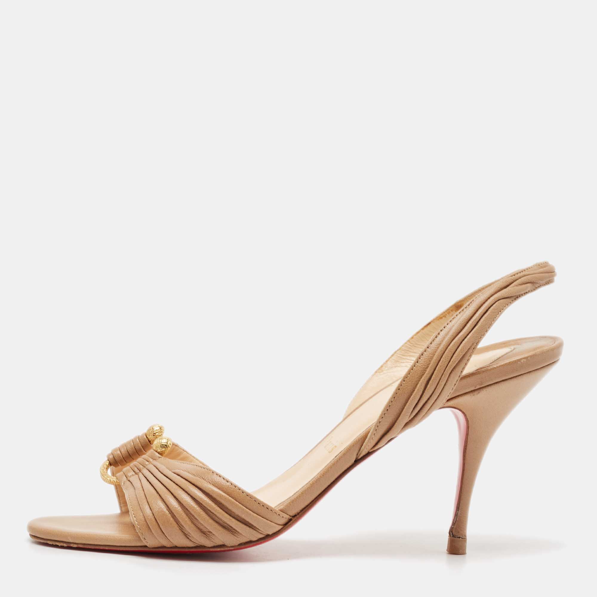 

Christian Louboutin Beige Leather Slingback Sandals Size