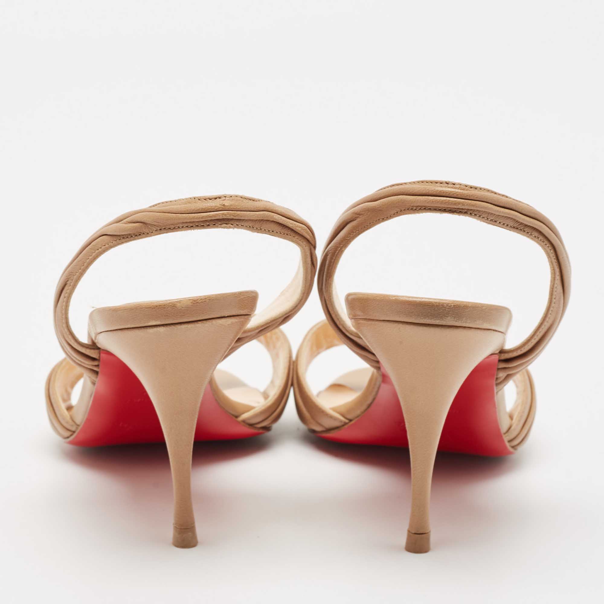Christian Louboutin Beige Leather Slingback Sandals Size 37.5 