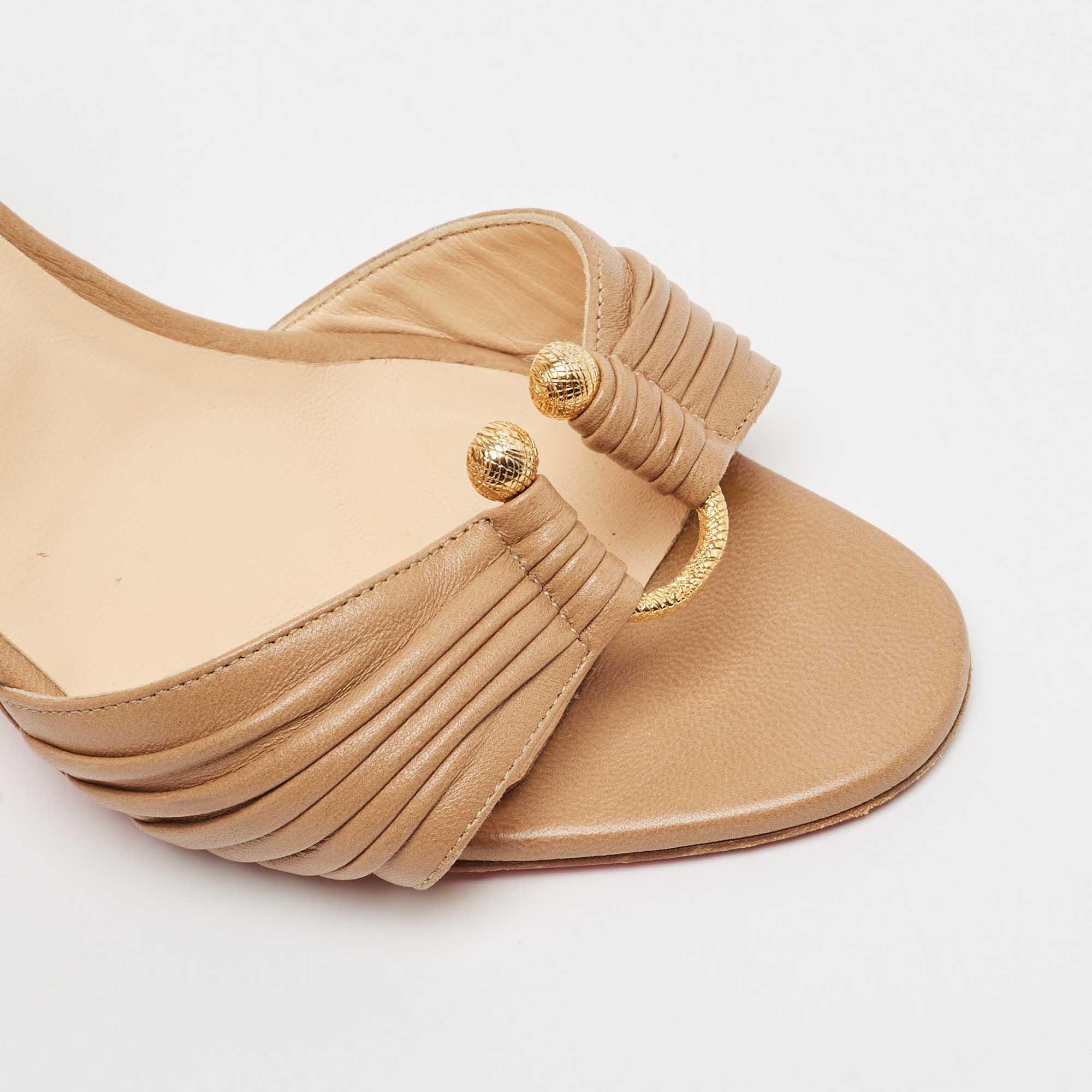 Christian Louboutin Beige Leather Slingback Sandals Size 37.5 