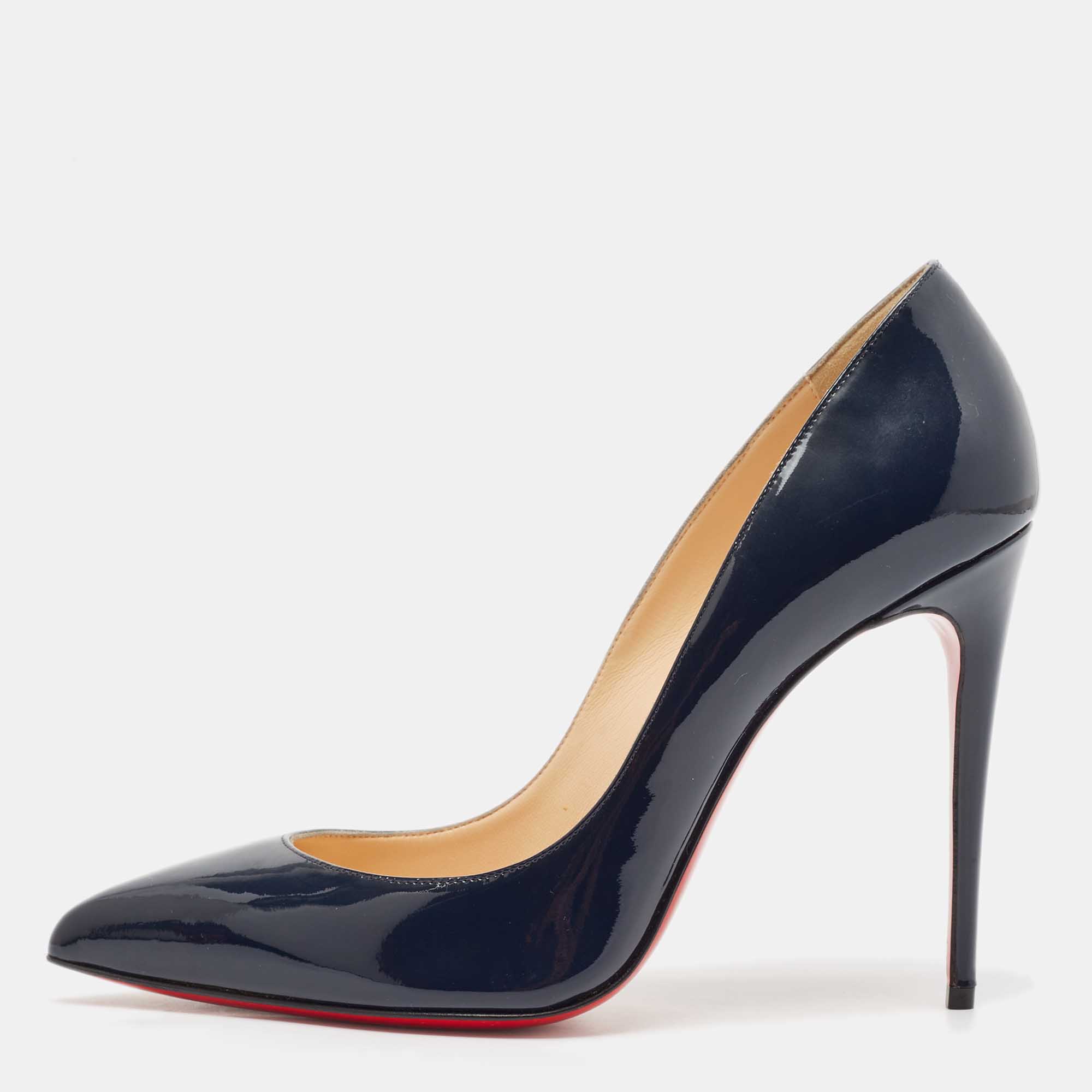 

Christian Louboutin Navy Blue Patent Leather So Kate Pumps Size