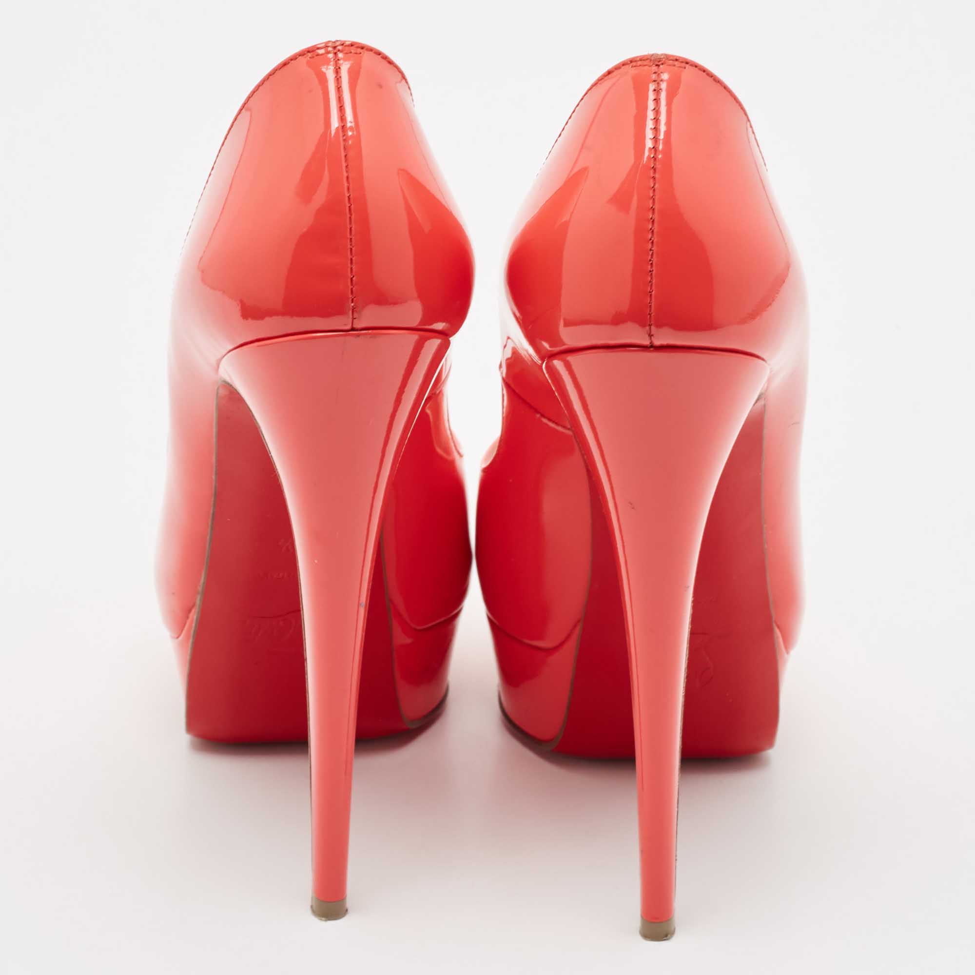 Christian Louboutin Pink Patent Leather Lady Peep Pumps Size 38.5 