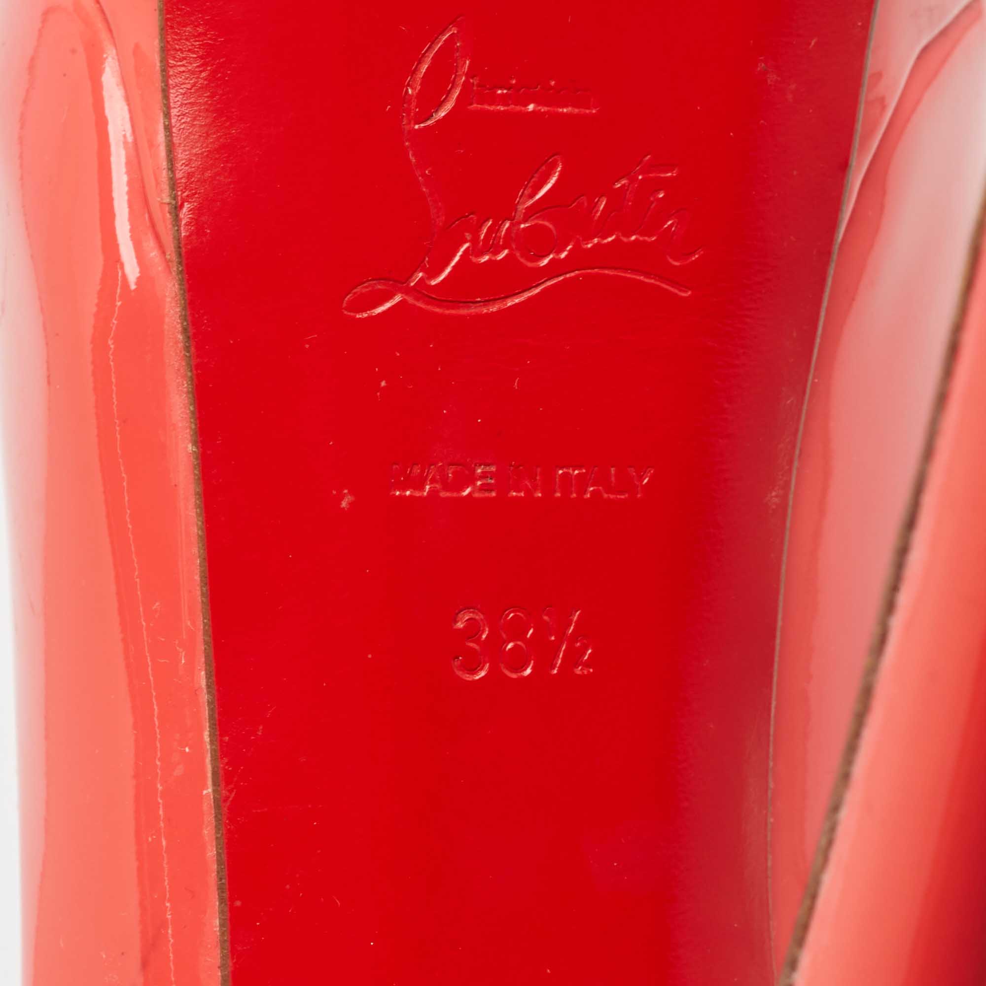 Christian Louboutin Pink Patent Leather Lady Peep Pumps Size 38.5 