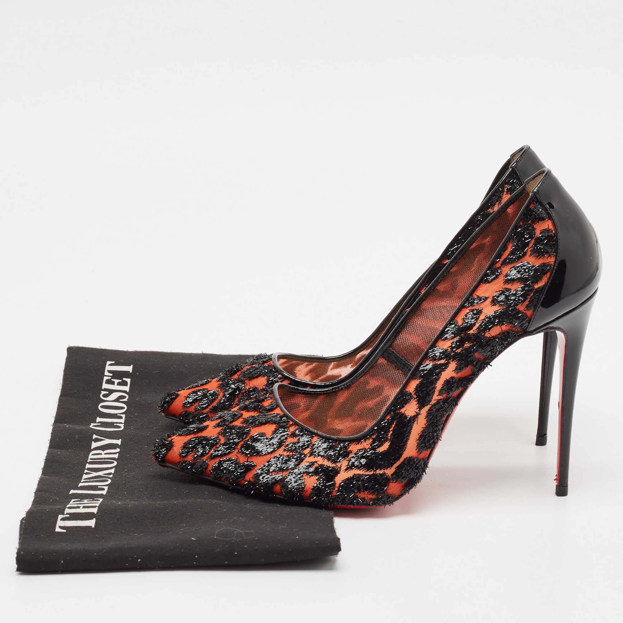 Christian Louboutin Black Mesh and Patent Leather Pumps Size 38 