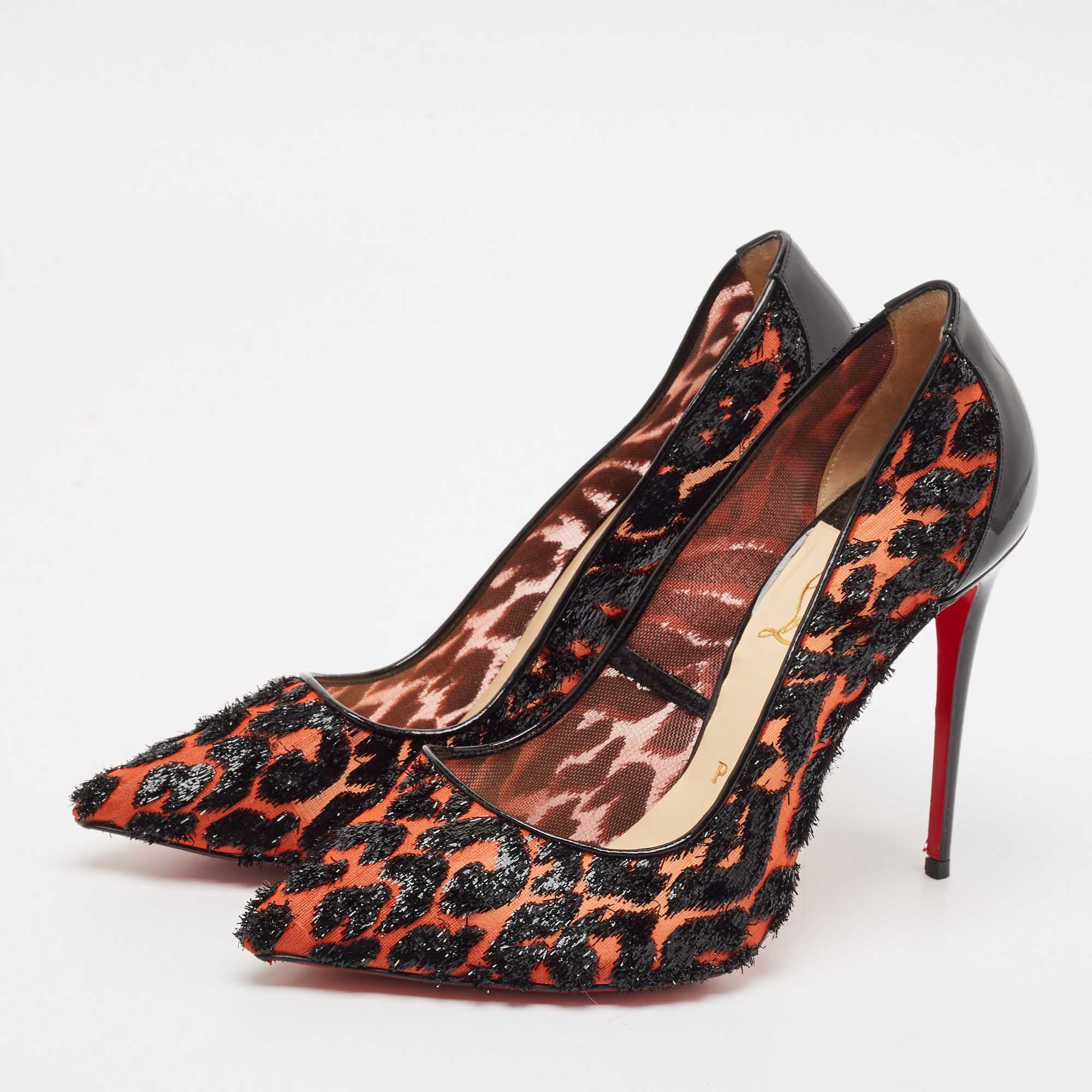 Christian Louboutin Black Mesh and Patent Leather Pumps Size 38 