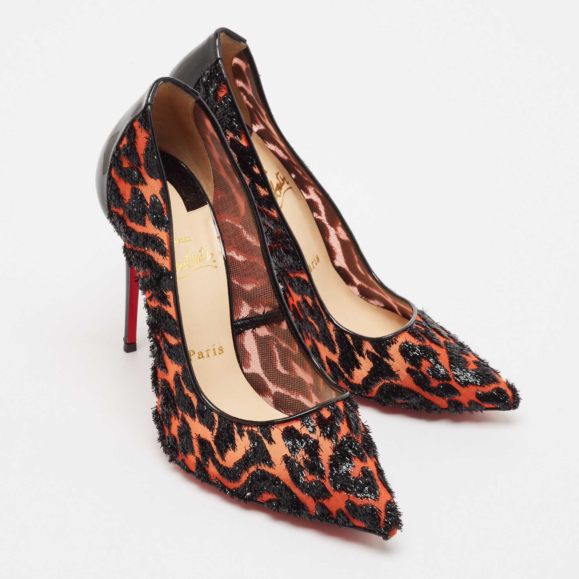 Christian Louboutin Black Mesh and Patent Leather Pumps Size 38 