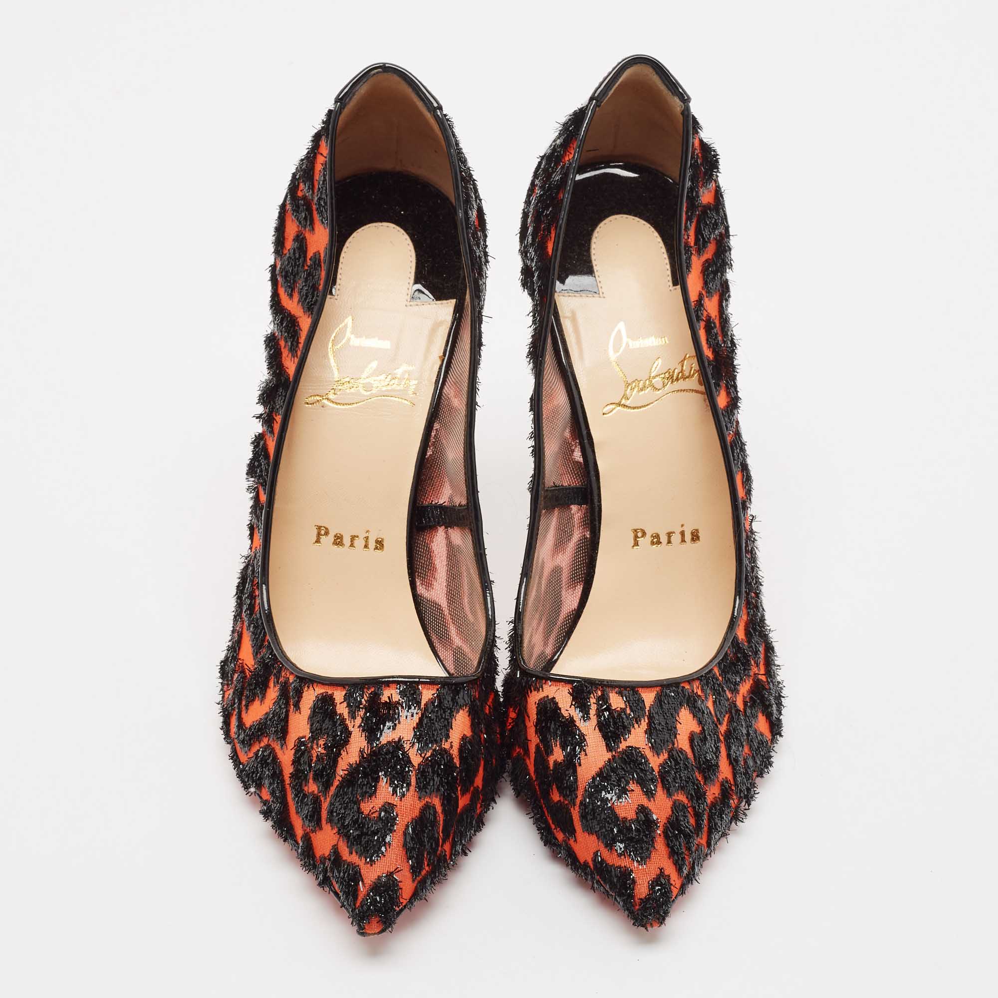 Christian Louboutin Black Mesh and Patent Leather Pumps Size 38 