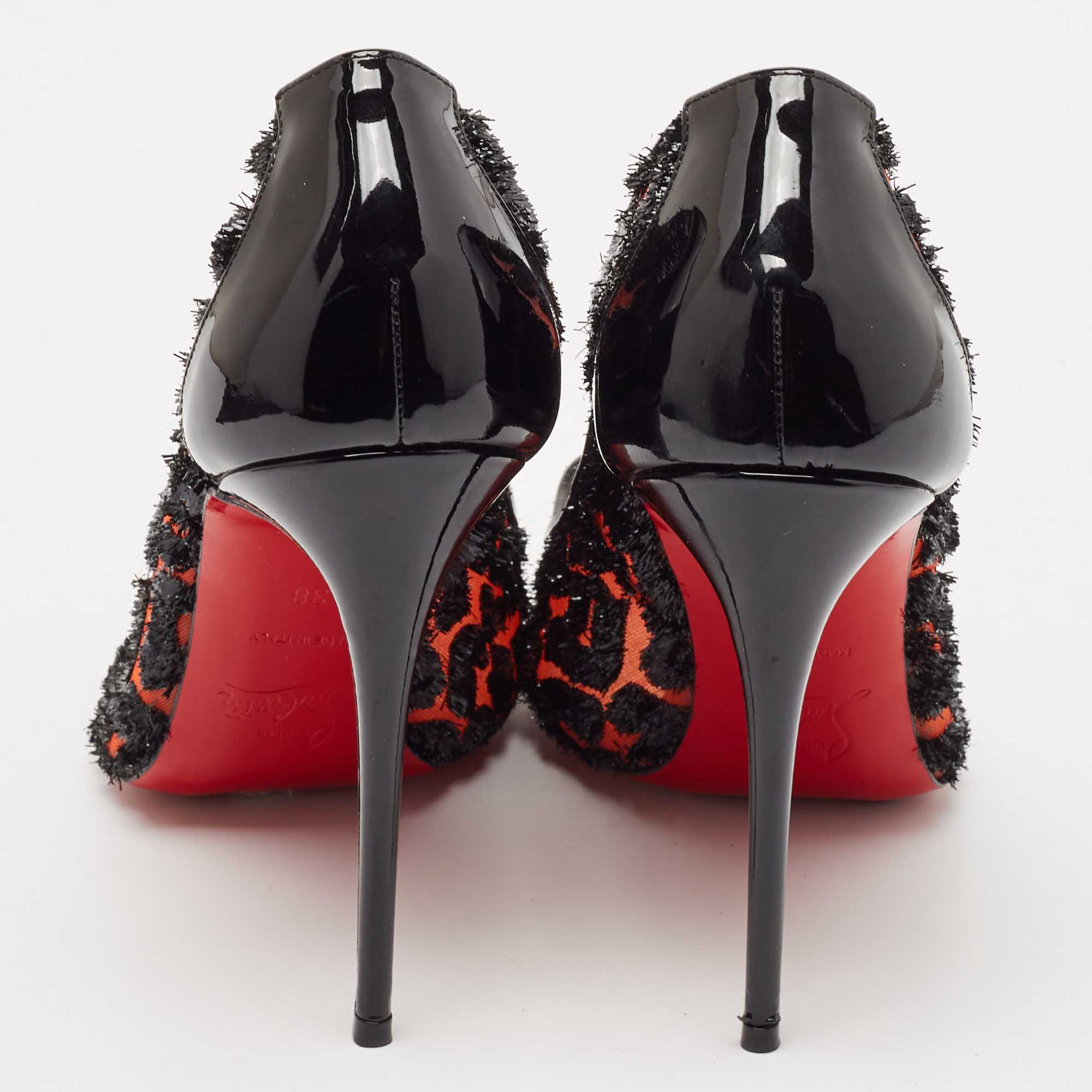 Christian Louboutin Black Mesh and Patent Leather Pumps Size 38 