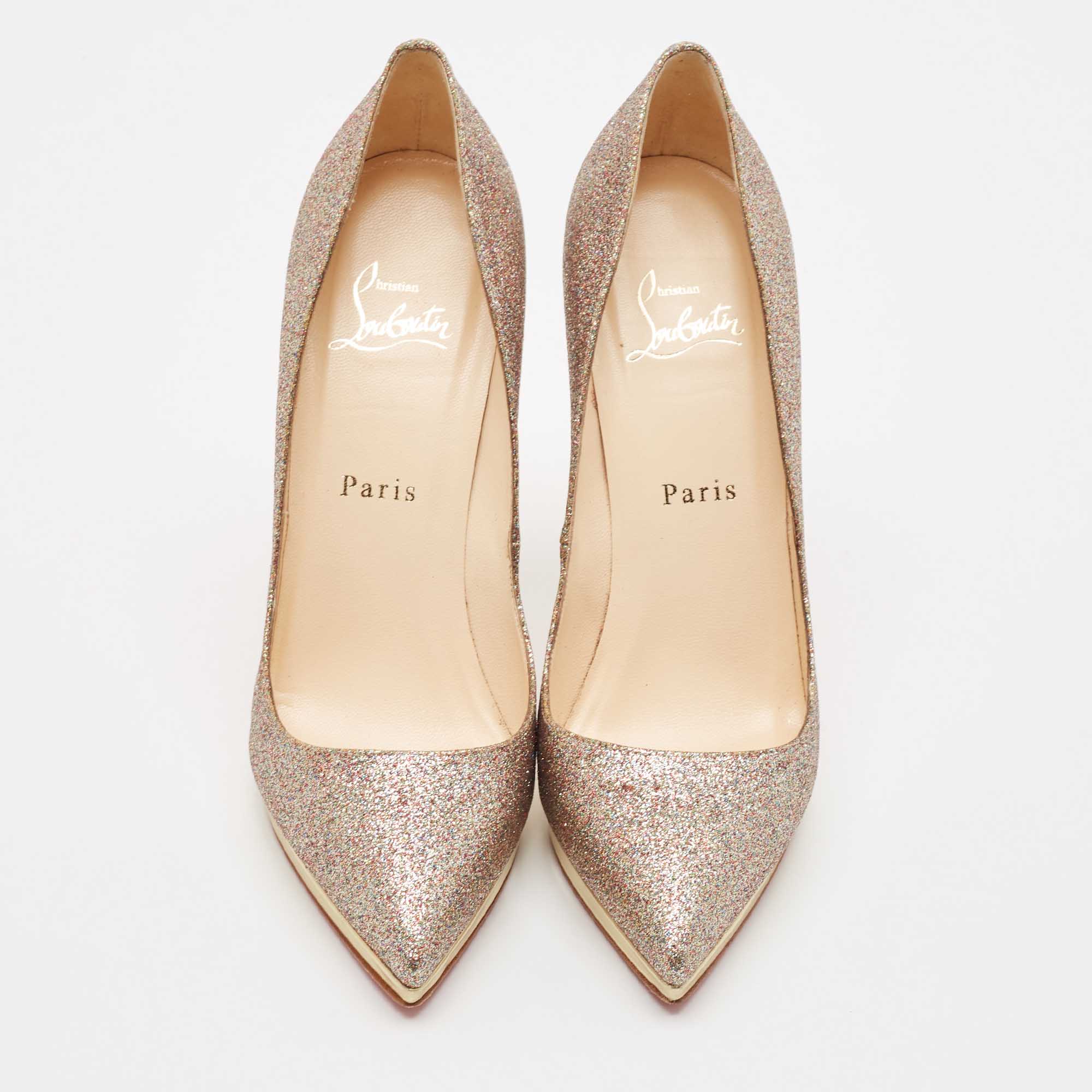Christian Louboutin Multicolor Glitter Pigalle Plato Pumps Size 37.5 