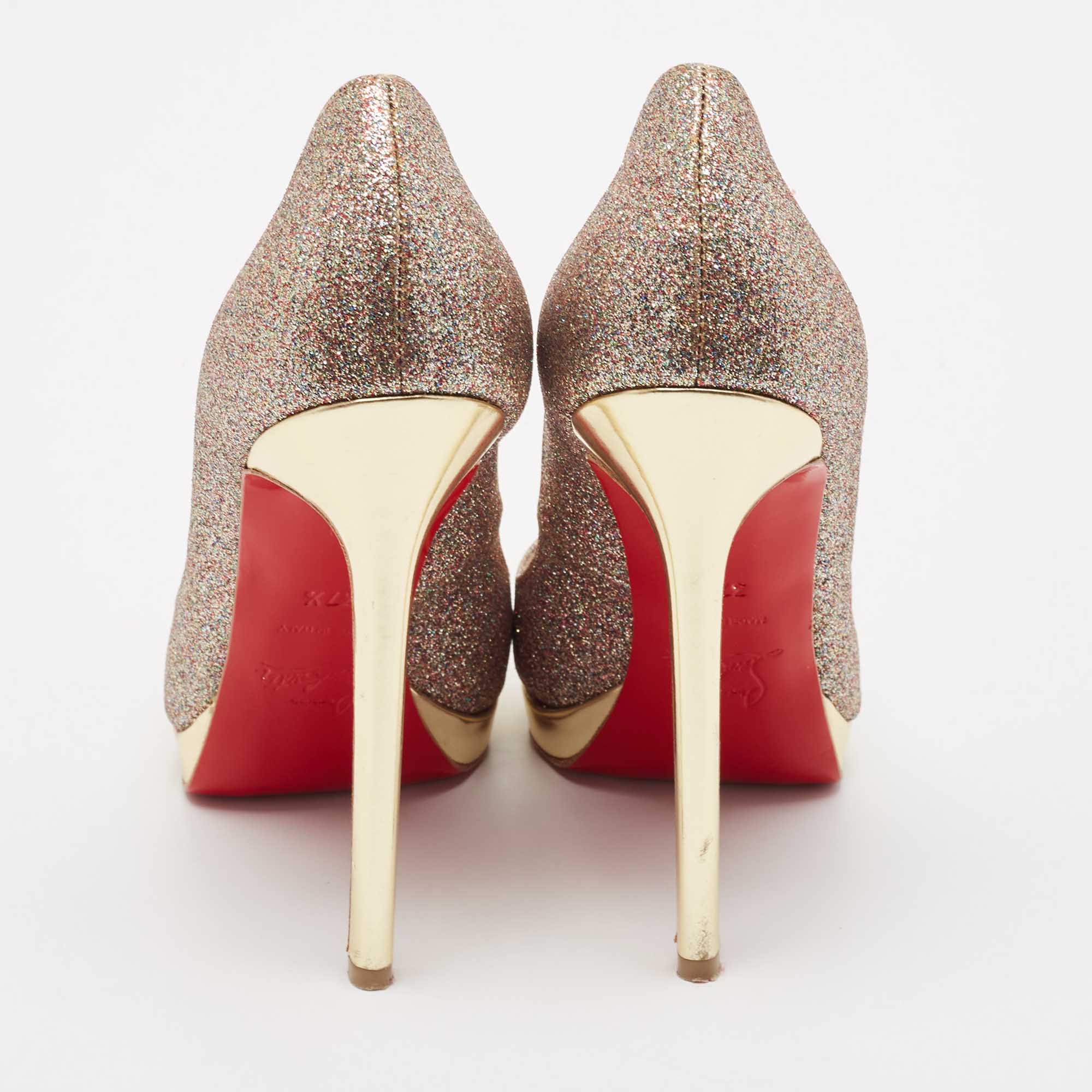 Christian Louboutin Multicolor Glitter Pigalle Plato Pumps Size 37.5 