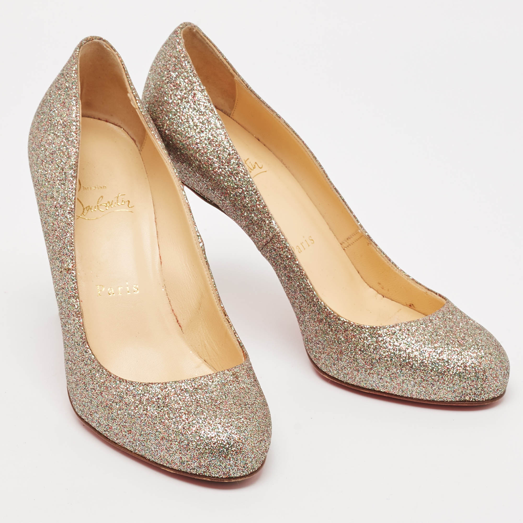 Christian Louboutin Multicolor Glitter Fifi Pumps Size 37 