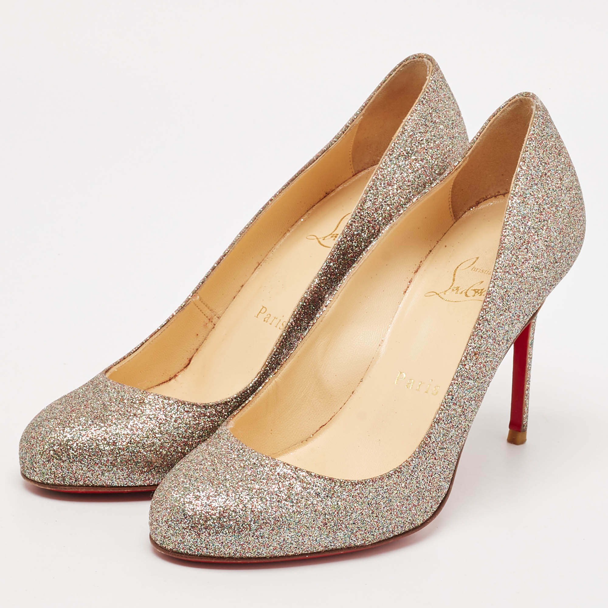 Christian Louboutin Multicolor Glitter Fifi Pumps Size 37 