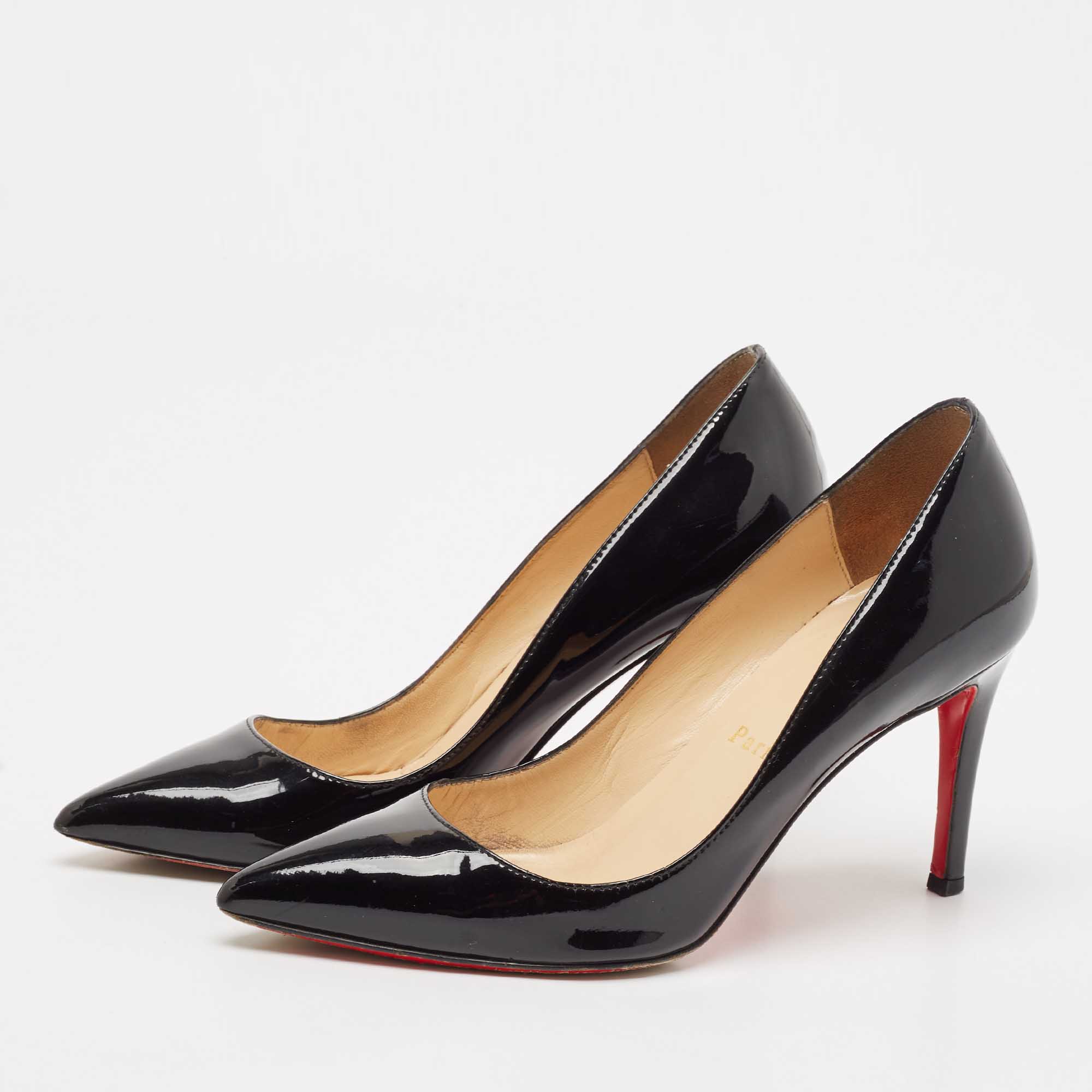 Christian Louboutin Black Patent Leather Pigalle Pumps Size 35.5 