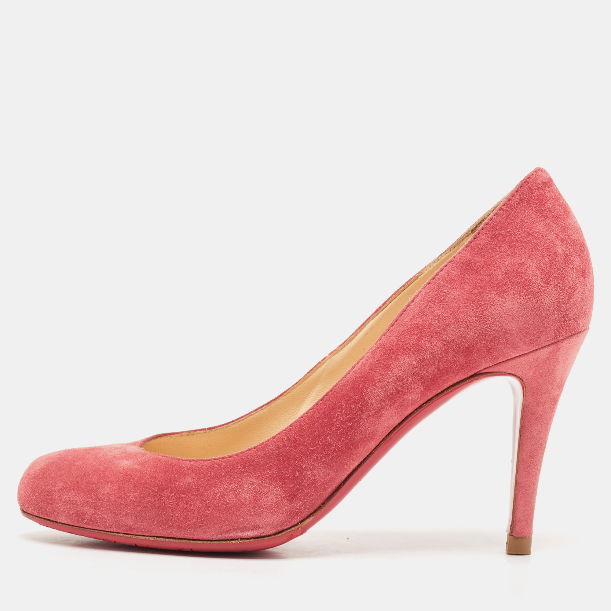 

Christian Louboutin Rose Red Suede Ron Ron Pumps Size