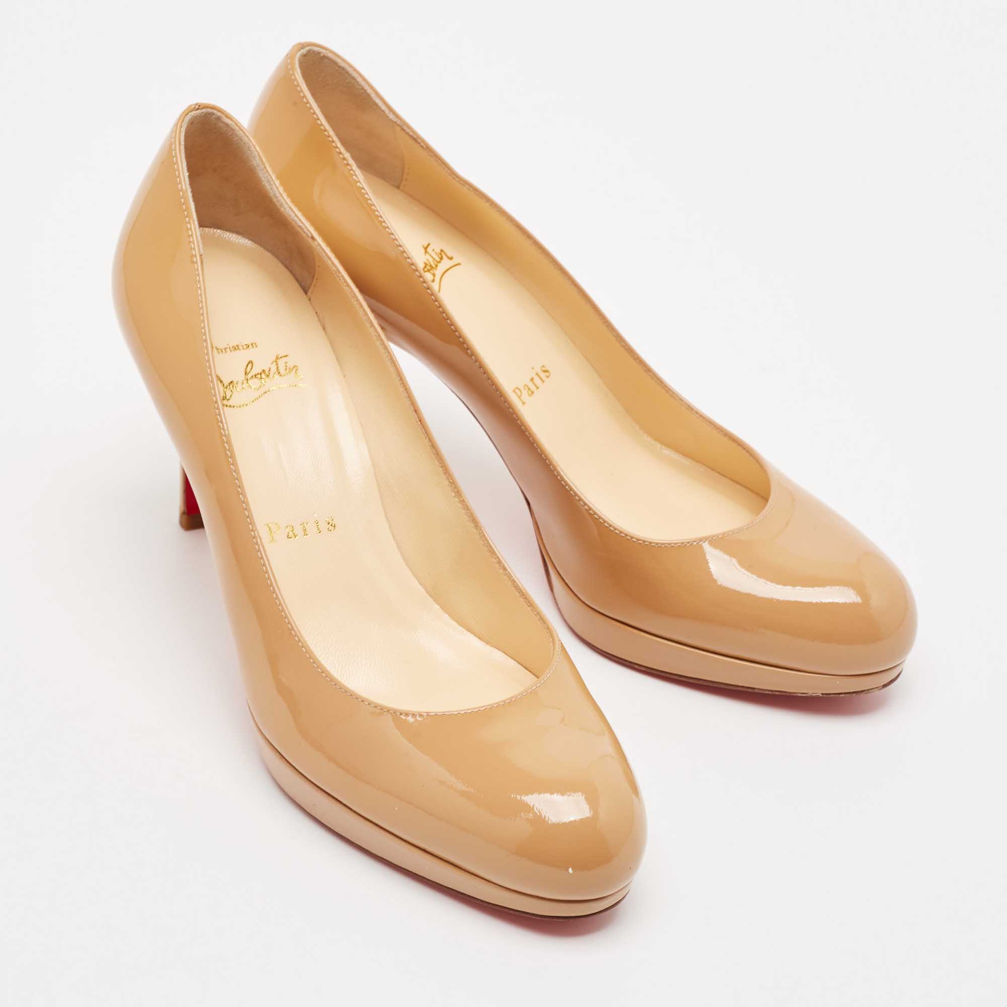 Christian Louboutin Beige Patent Leather New Simple Pumps Size 37.5 