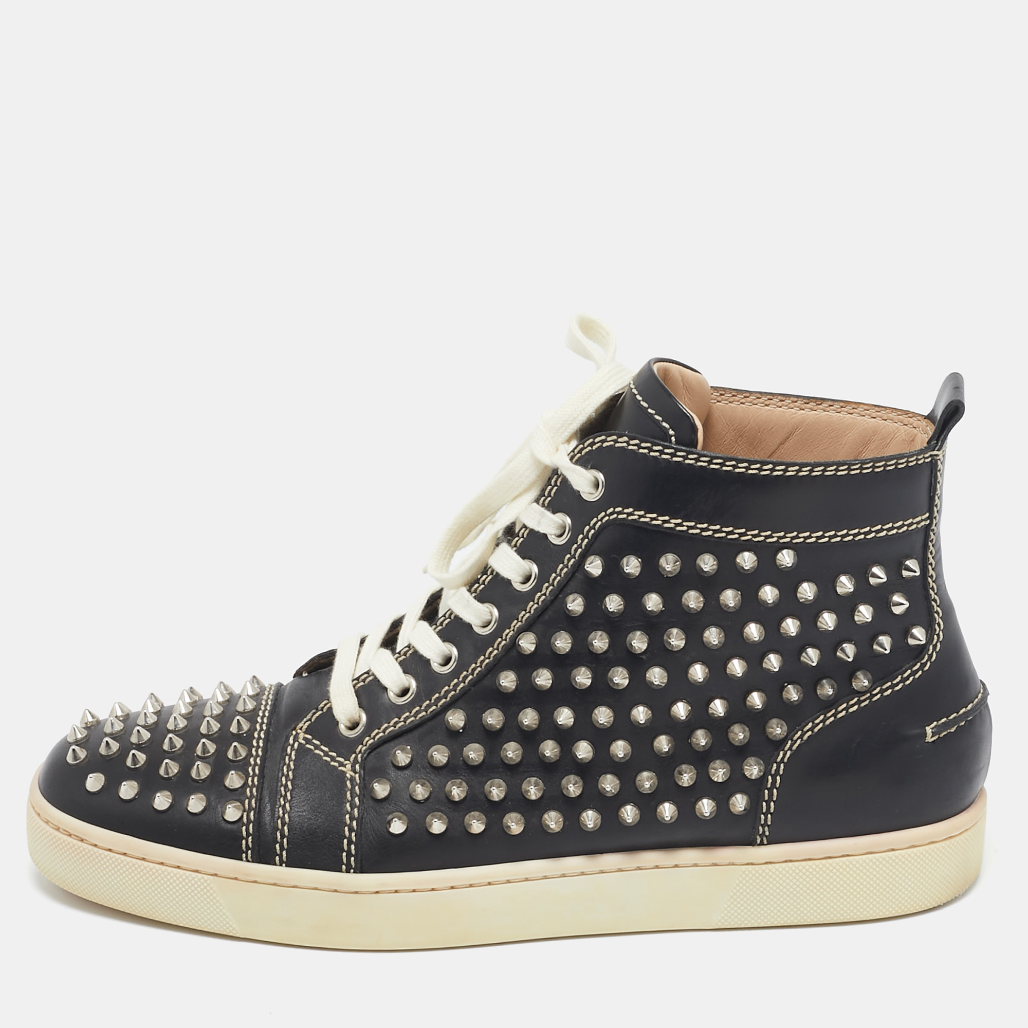 

Christian Louboutin Black Leather Louis Spikes Sneakers Size