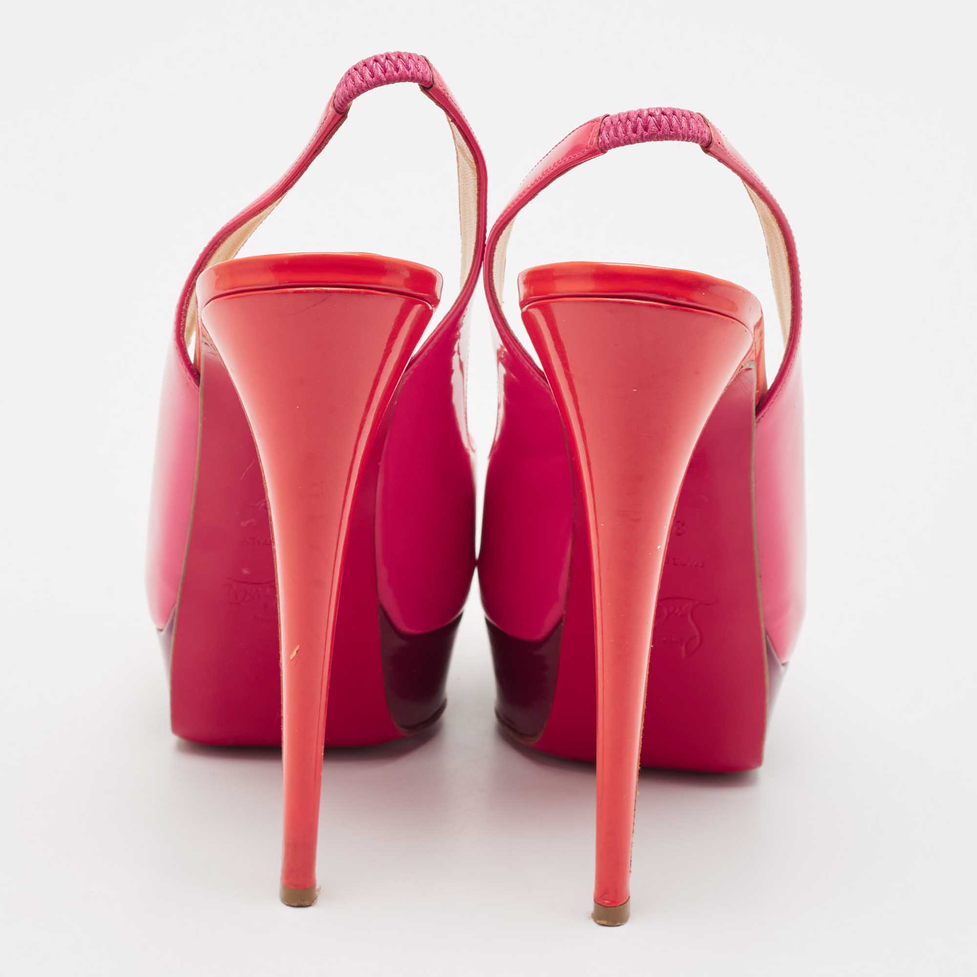 Christian Louboutin Multicolor Patent Lady Peep Sling Pumps Size 38.5 