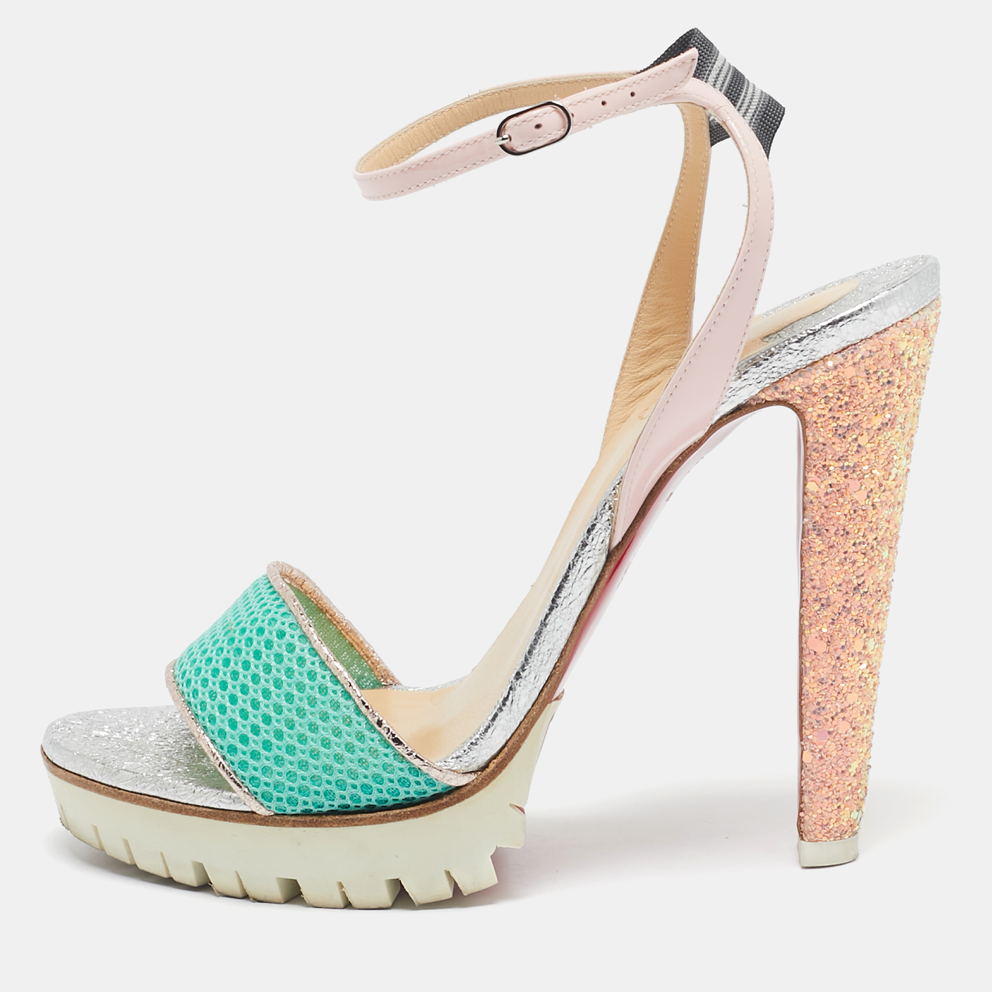 

Christian Louboutin Multicolor Mesh and Patent Leather Volumetric Sandals Size