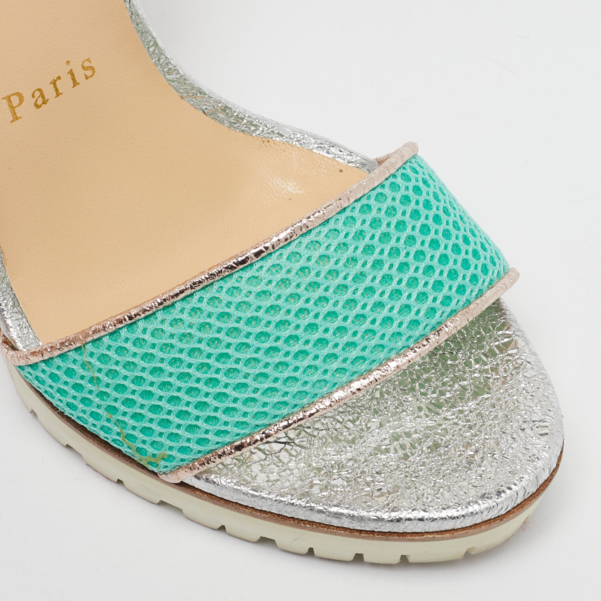 Christian Louboutin Multicolor Mesh and Patent Leather Volumetric Sandals Size 37.5 
